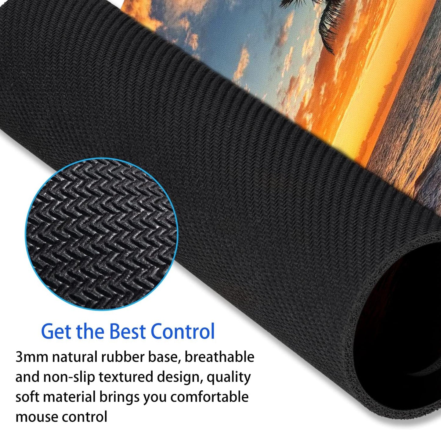 Sunset Beach Mouse pad with Tropical Ocean Landscape and Non-Slip Rubber Base Design for Personalized Women's Office Desktop Decoration Accessories 9.5x7.9 inch