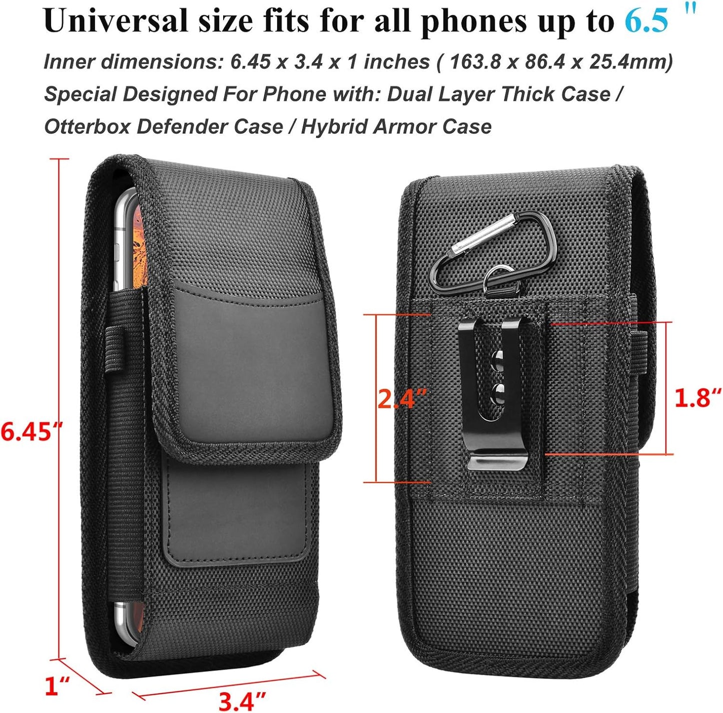 Njjex Phone Holster for Motorola Moto G 5G 2025 G Stylus 2023 G Power 5G 2024 G Play G Pure G Fast Edge 2025 Edge 60 50 G86 G84 G54 G72 Z4 Nylon Cell Phone Belt Clip Holster Holder Pouch Carrying Case