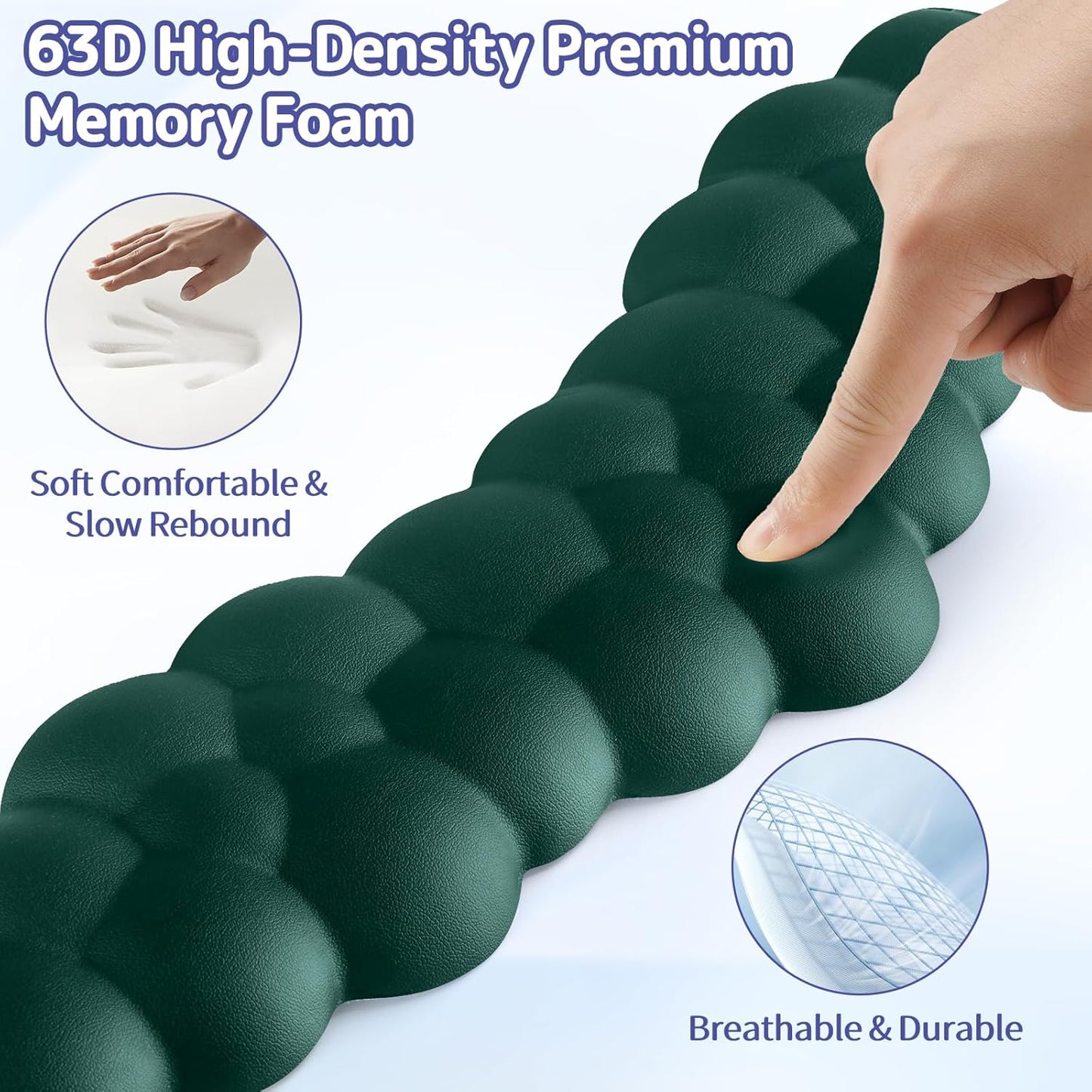 Cloud Wrist Rest for Keyboard and Mouse, Memory Foam PU Leather Keyboard Wrist Rest with Ergonomic Support, Non-Slip Base, Cute Arm Rest Pad & Palm Cushion, Office Desk Accessory, Dark Green