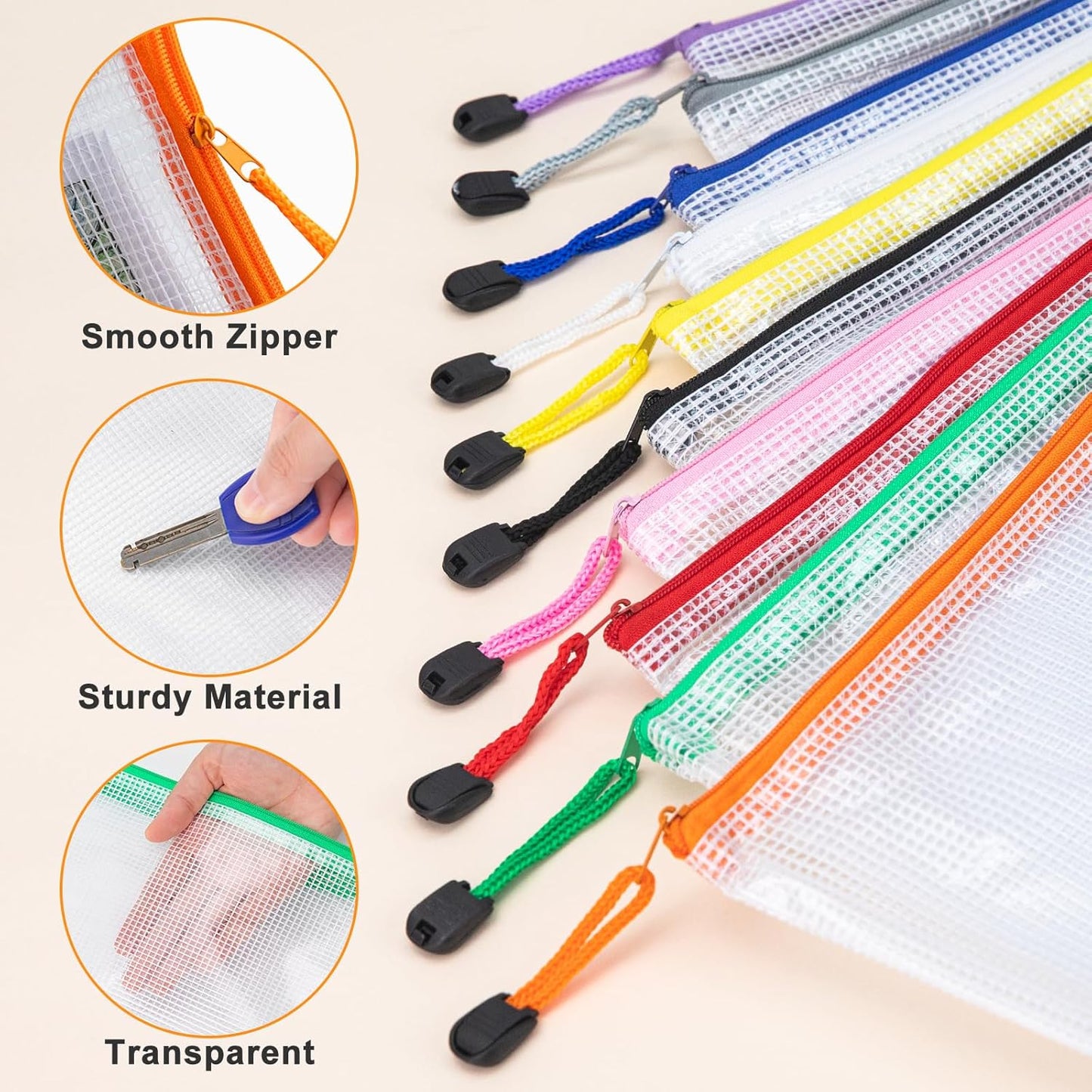 36Pack Mesh Zipper Pouch Bags, Waterproof A4 Letter Size Document Zipper Pouches for Storage, Teacher School, Toys, Puzzle, Office, 12 Colors