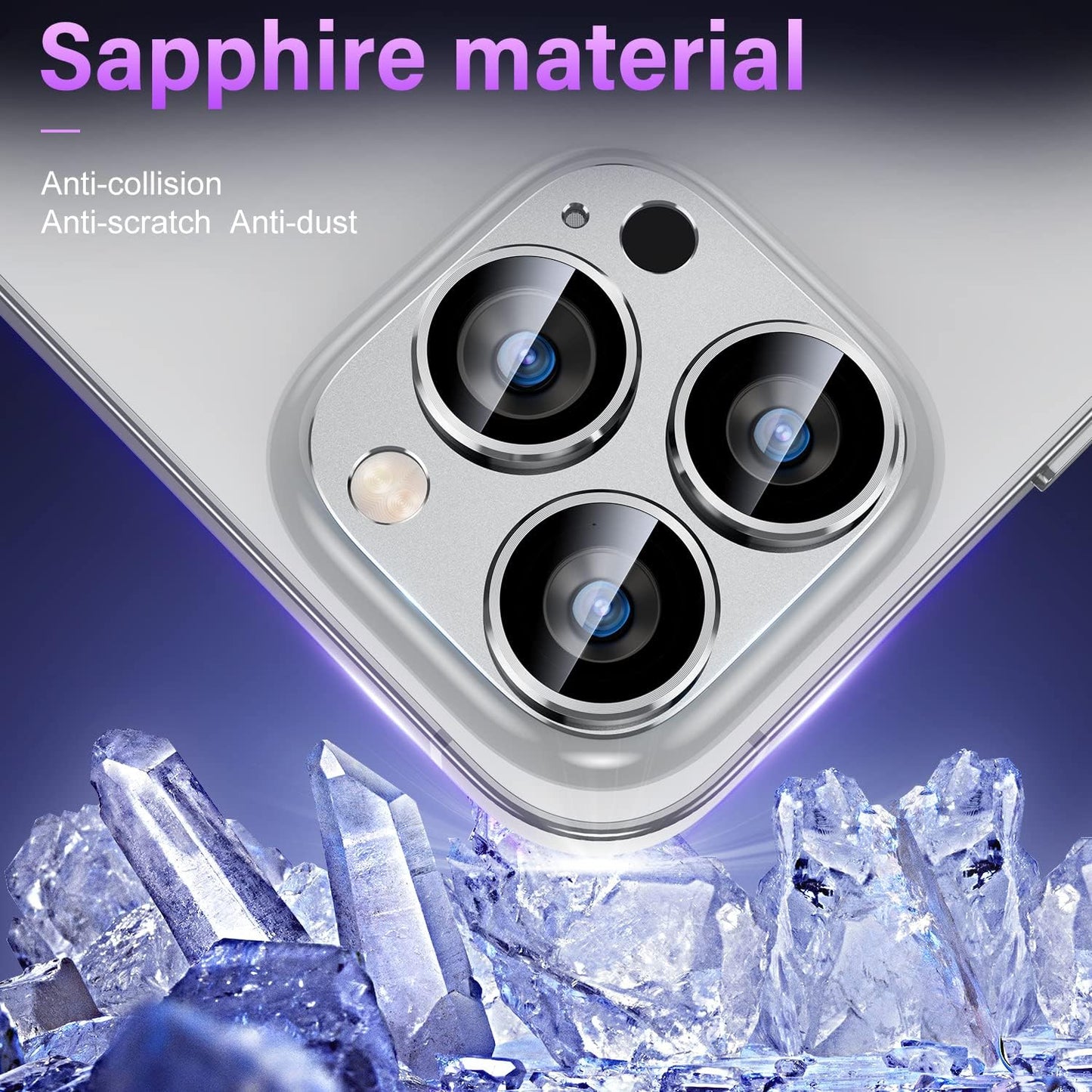 Uyiton for iPhone 14 Pro/iPhone 14 Pro Max Camera Lens Protector, [Drop Protection] 9H Tempered Glass Camera Cover Screen Metal Ring Case Friendly Scratch Resistant Easy to Install Silver