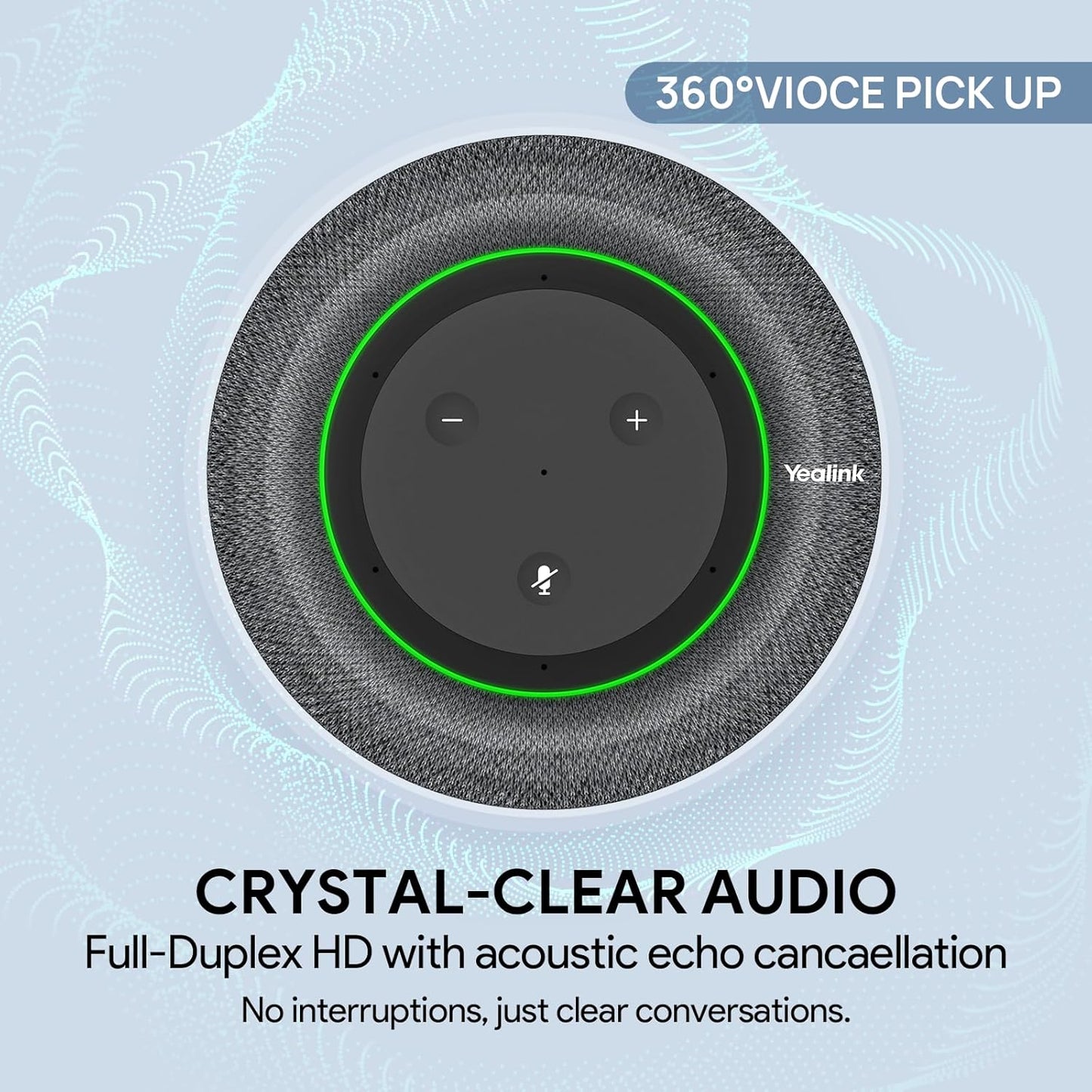 Yealink MSpeech USB Speakerphone with Teams Certificed 10 Microphone Arrays 19.6ft Pickup Radius 4W HD Full-Duplex Speaker with AEC for Medium-Sized Conference Room Microsoft AI Transcription