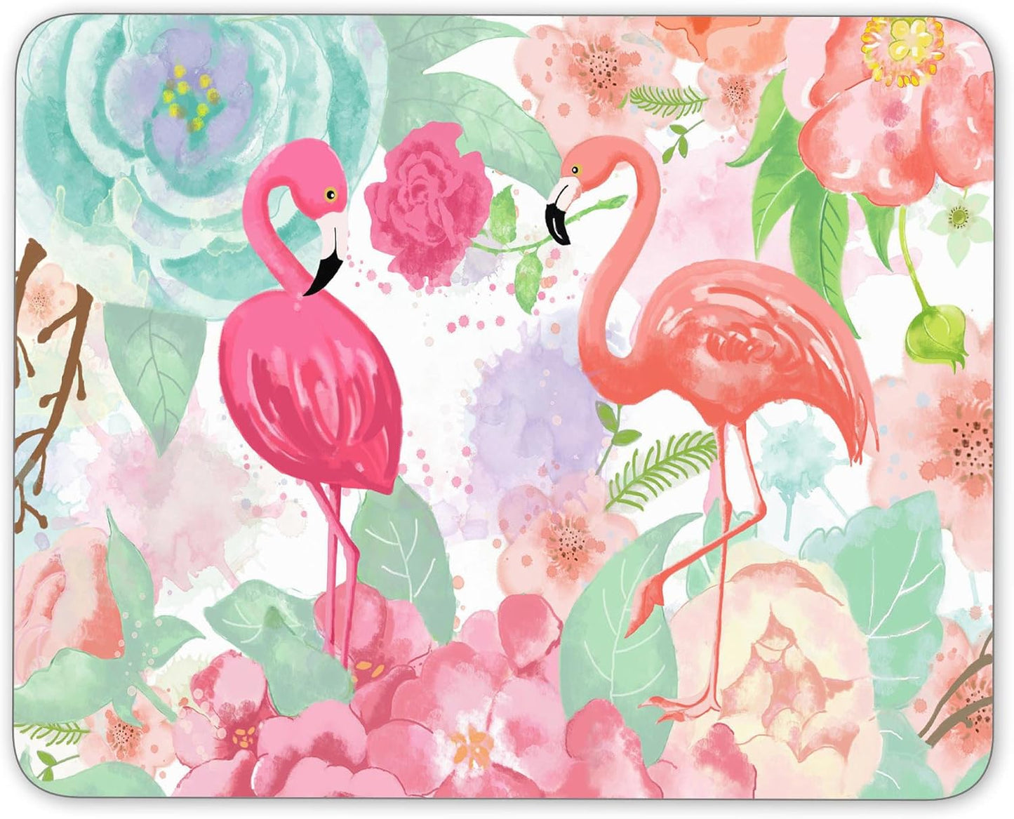 Non-Slip Rubber Mouse Pad， Bright Colors Watercolor Flamingo and Flowers Mouse pad (9.5 inch x 7.9 inch) …