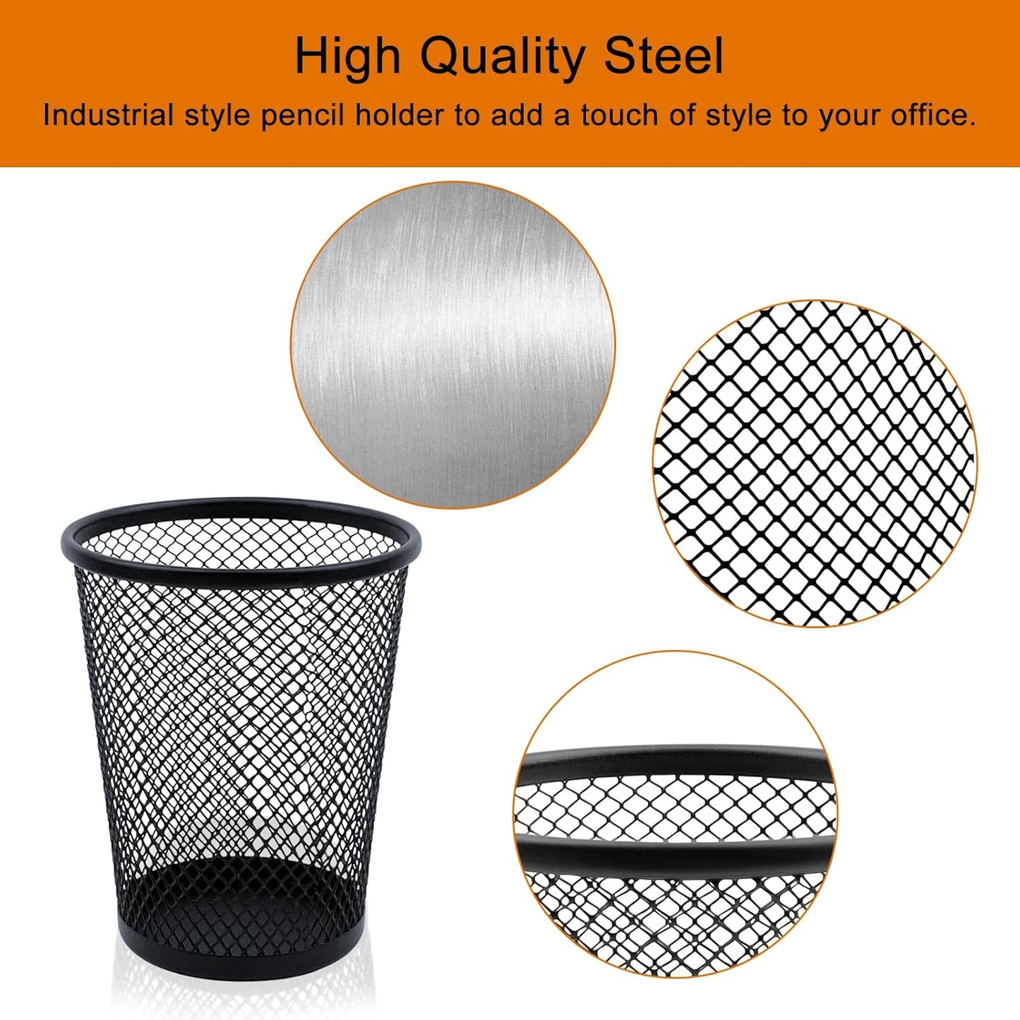 HSYMQ Desk Pencil Pen Holder, Wire Mesh Pen Cup Holder for Desk Organizer and Office Desk Accessories (1 Pack)