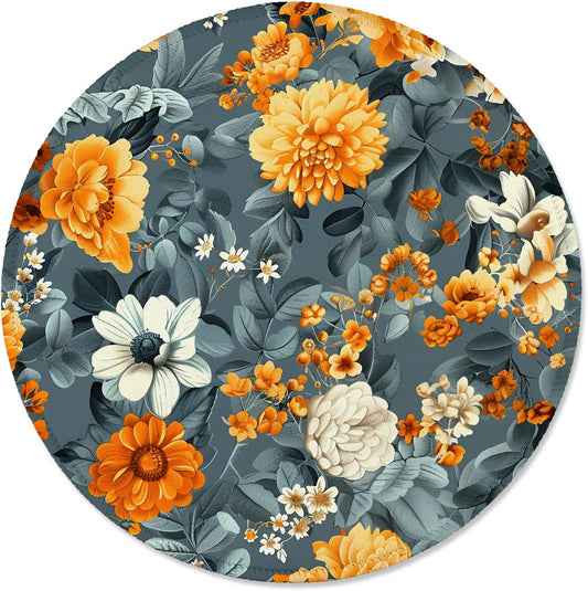 ITNRSIIET Round Mouse Pad with Stitched Edge Premium-Textured Waterproof Non-Slip Rubber Base Desktop Protection Mat Diameter 8.7 inches, Beautiful Flowers