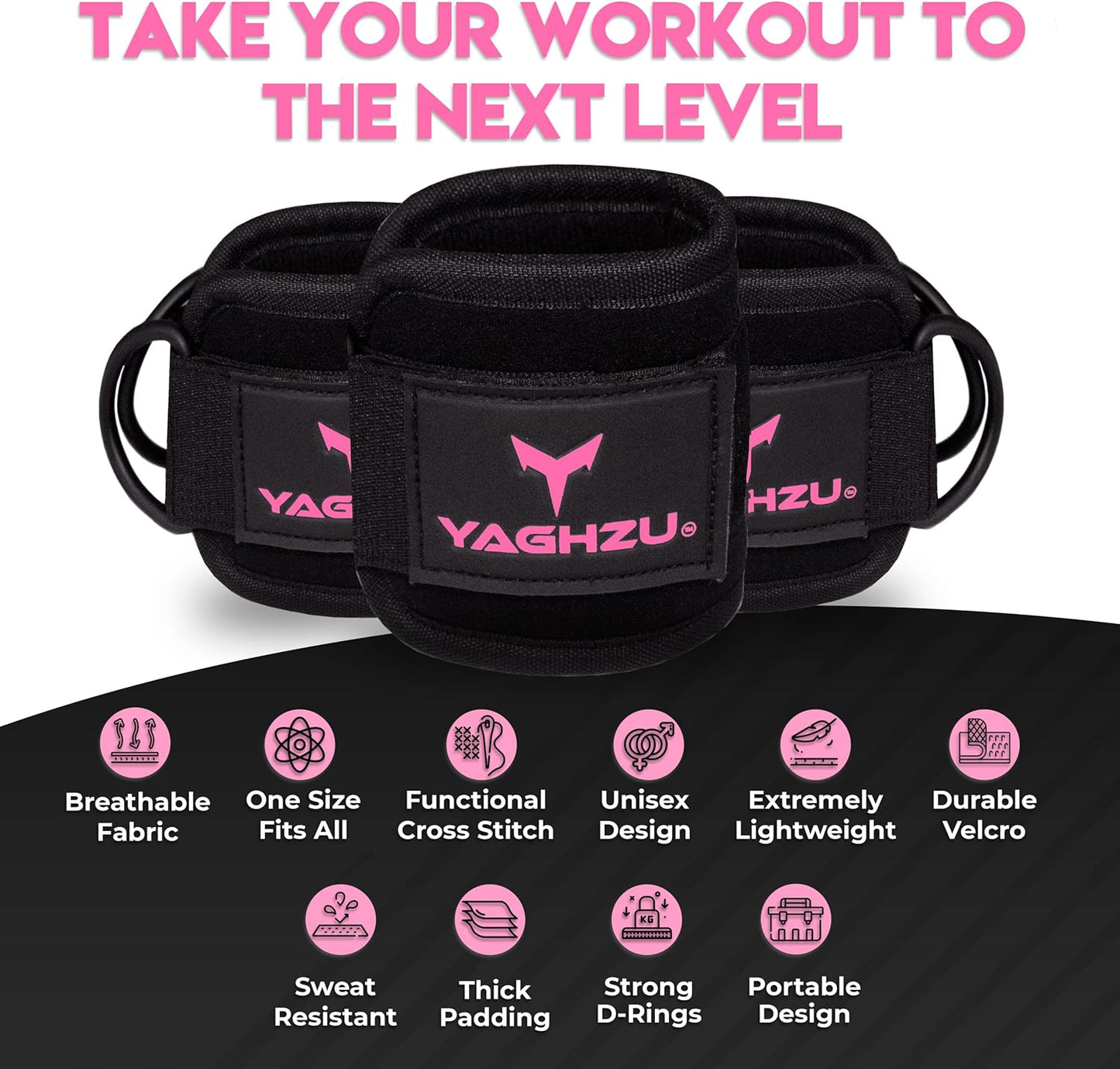 Ankle Straps for Cable Machines Women - Adjustable Gym Ankle Strap for Cable Machine, Neoprene Padded Cable Straps, Durable Leg Strap with Cable Cuff, Glute Kickback Ankle Strap with D Rings