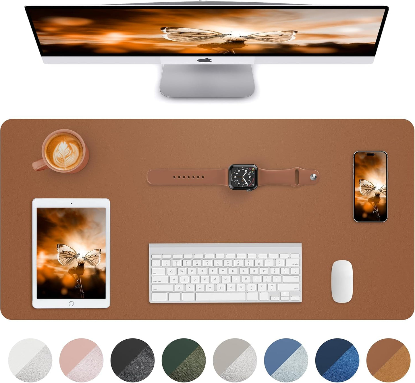 Non-Slip Desk Pad,Mouse Pad,Waterproof PU Leather Desk Protector,Ultra Thin Large Desk Blotter,Waterproof Keyboard mat for Office/Home/Decor(Brown 23.6" x 13")