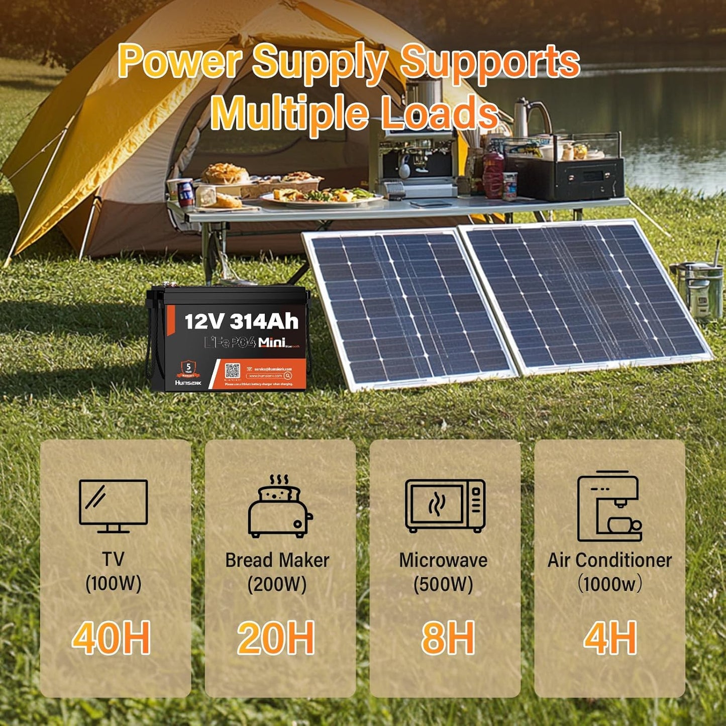 2 PCS Bluetooth 12V 314Ah LiFePO4 Lithium Battery MINI, Max. 4190Wh Energy, EV A+ Cells, Built-in 100A BMS, 15000 Deep Cycles Battery with Low-Temp Protection for RVs, Solar System, Off-Grid