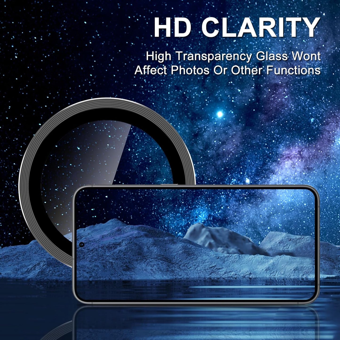for Samsung Galaxy S25 Camera Lens Protector, Individual Metal Ring Tempered Glass Lens Cover, [Strong Adsorption] Scratch Resistant Ultra-Thin HD Clear Lens Cover, 1 Set-Black