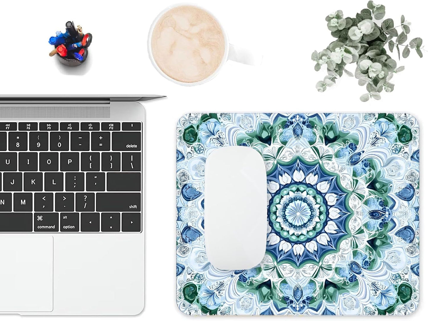 Mouse Pad, Cute Aesthetics Mandala Pattern Mouse Pads for Desk, 9.5" x 7.9" Non-Slip Rubber Base Computer Mousepad with Women, Portable Square Design for Wireless Mouse and Pad Laptop Office & Travel