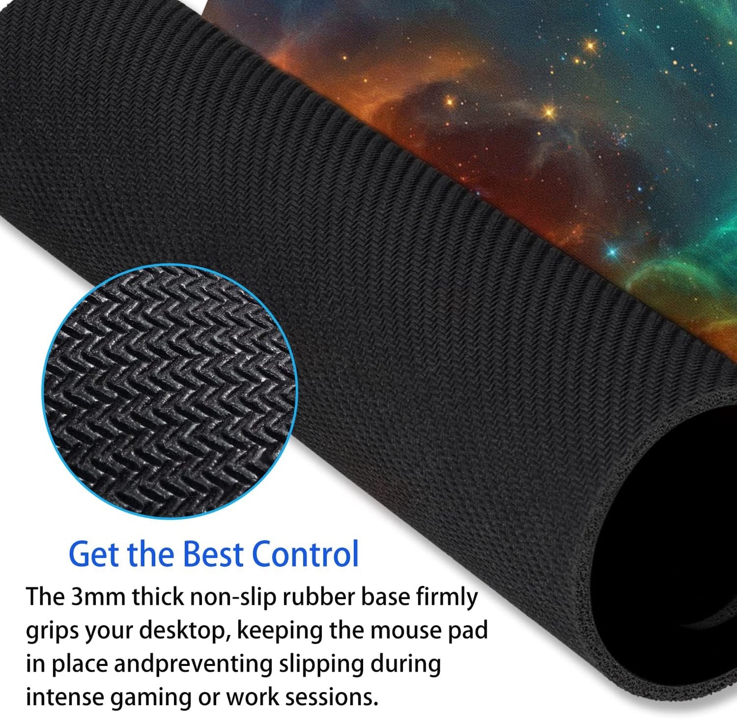 Galaxy Mouse pad, Orange and Cyan Nebula Mouse Pads Office Computer Mousepad, Non-Slip Washable Small Mouse mat 9.5 X 7.9 inch