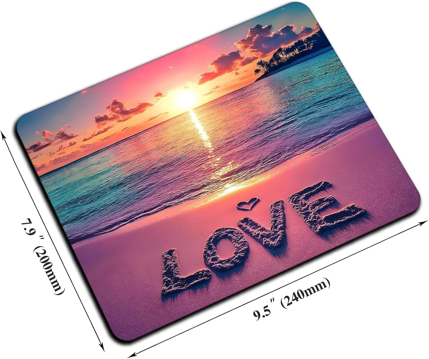 Mouse Pad, Cute Sunset Beach Mouse Pads for Desk, 9.5" x 7.9" Non-Slip Rubber Base Computer Mousepad with Women, Portable Square Design for Wireless Mouse and Pad Laptop Office & Travel
