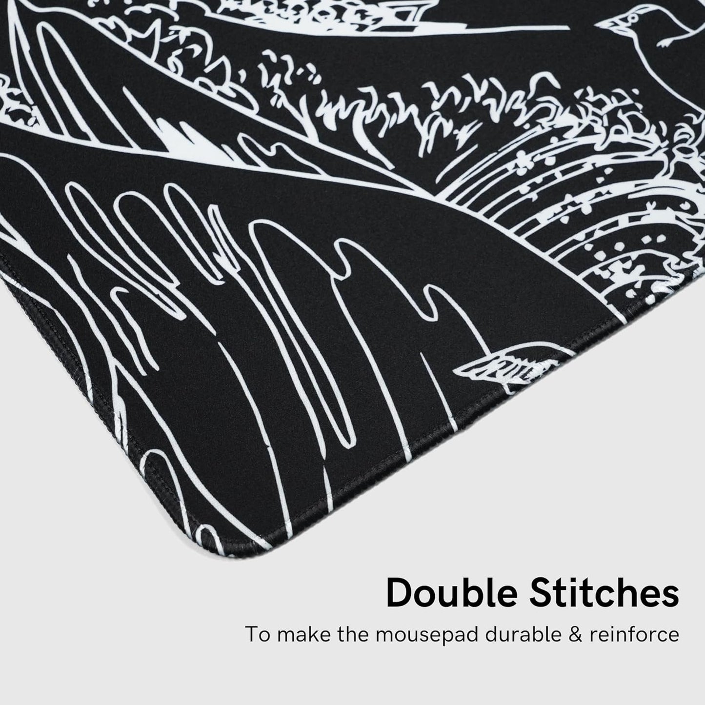 Large Gaming Mouse Pad for Desk,Kanagawa XXL Mouse Pad 35.4x15.7 Inch,Waterproof Desk Pad,Non-Slip Rubber Base Mice Pad,Keyboard Pad Computer Mat,Black Mouse pad