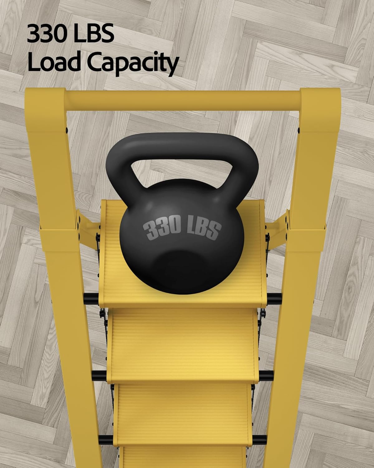 Taranta 4 Step Ladder, Lightweight Aluminum Step Stool with Convenient Handgrip, Folding Ladder with Anti-Slip Pedals, 330lbs Capacity Stepladder for Home, Office, Kitchen - Twilight Yellow