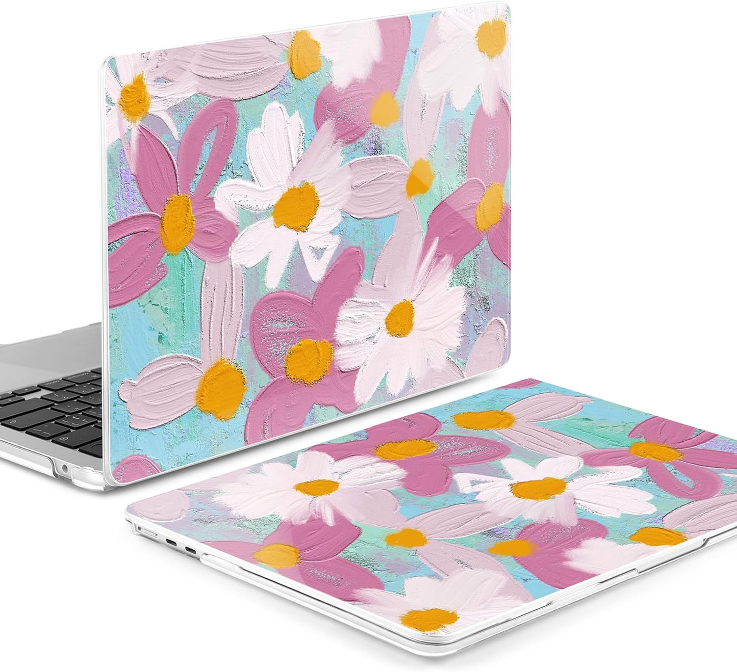 MEEgoodo Case for MacBook Air M4/M3/M2 13.6 inch 2025 2024 2022, Fit Model A3240 A3113 A2681, Compatible with MacBook Air 13 inch, Laptop Hard Shell Case with Keyboard Cover, Art Plants Floral