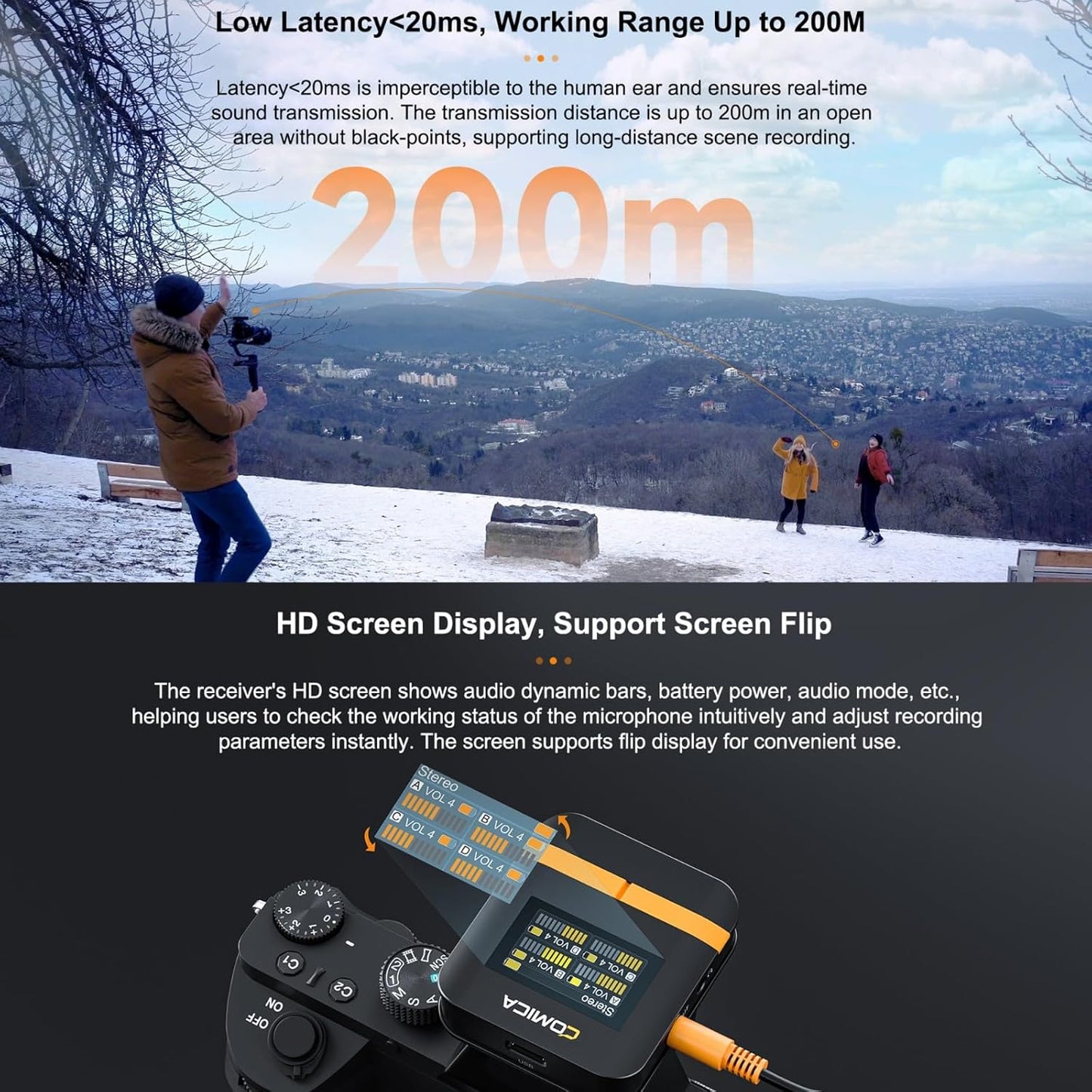 comica Vimo Q Four-Channel Mini Wireless Lavalier Microphone System with 4 Transmitters and 1 Receiver-White