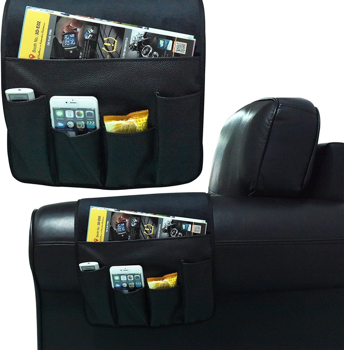 Wanty Velvet Sofa Couch Chair Armrest Soft Caddy Organizer Holder for Remote Control, Cell Phone, Book, Pencil (Black)
