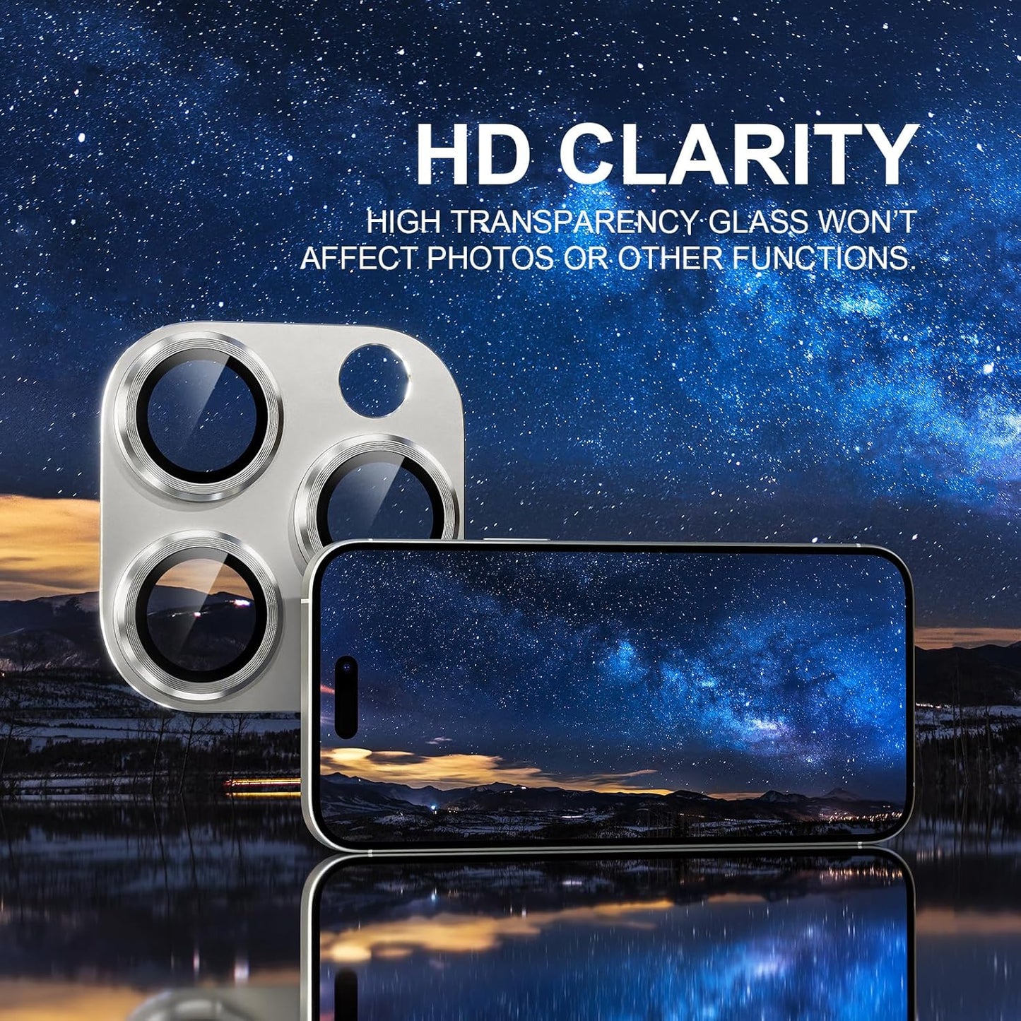 Choiche Compatible for iPhone 16 Pro/iPhone 16 Pro Max Camera Lens Protector, Bling Camera Cover with 9H Tempered Glass Lens Screen Protector Metal Ring Decoration Accessories(Silver)