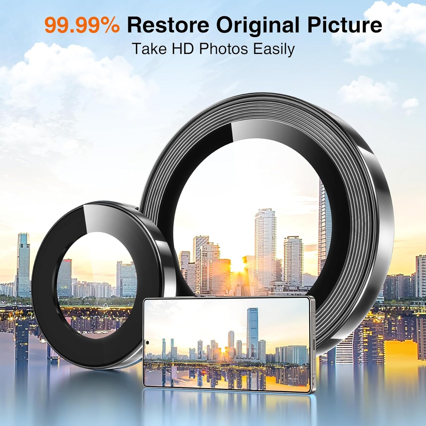 YWXTW [2025 Original Like for Samsung Galaxy S25 Ultra Camera Lens Protector, [Ultra-Thin & 6X Stronger] S25 Ultra Camera Lens Cover, 9H Tempered Glass Upgraded Metal Edging(Titanium Black)