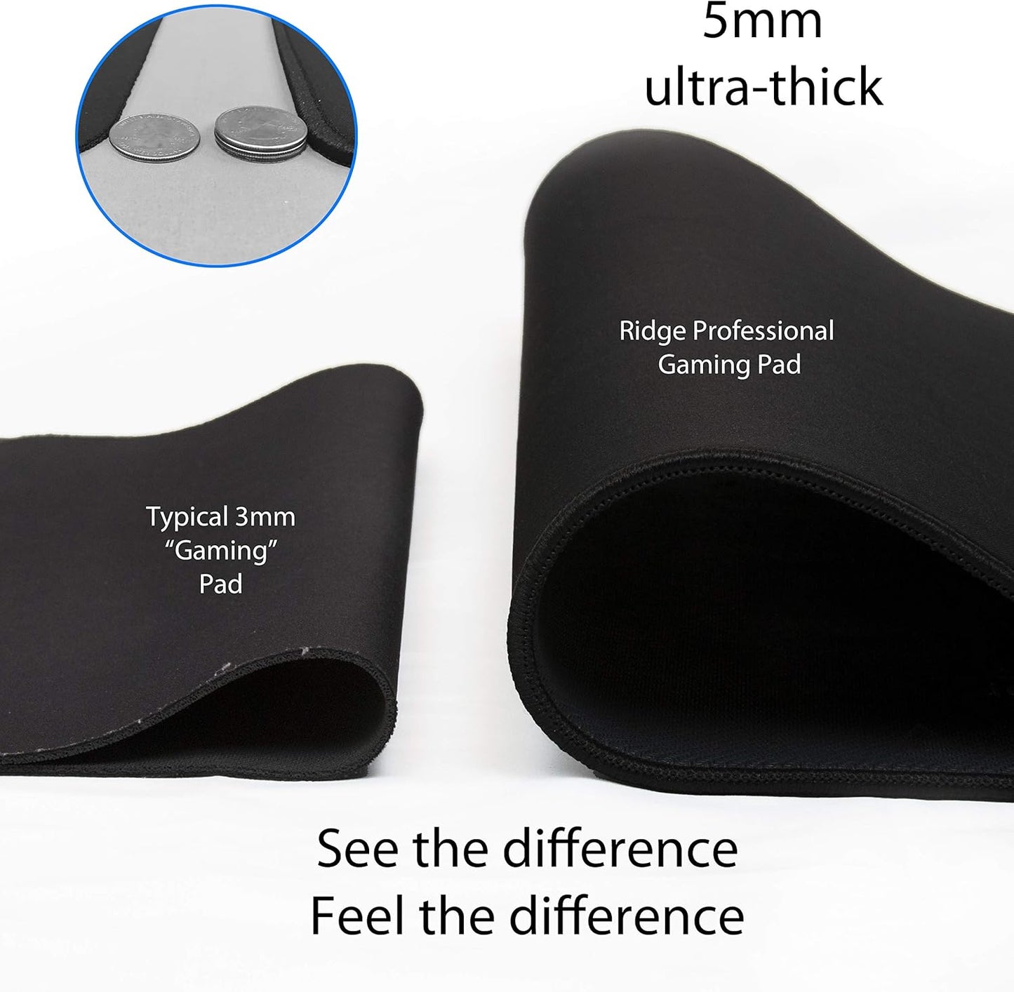 Gaming Mouse Pad (5mm) Extended 36 inch | 36x12x0.20 Extra Thick | Black | Stitched Edge, Large Washable Desk Mat