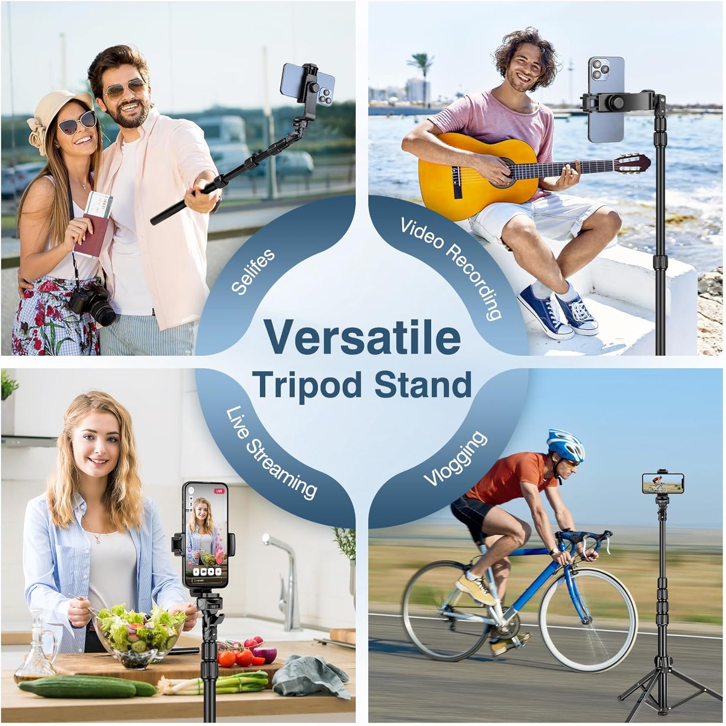 82" Tripod for iPhone,Phone Tripod Compatible with Smartphone/Camera/Gopro,Tall iPhoneTripod with 9.8" Gooseneck and Remote,Cell Phone Tripod Stand for Video Recording Selfies Vlogging