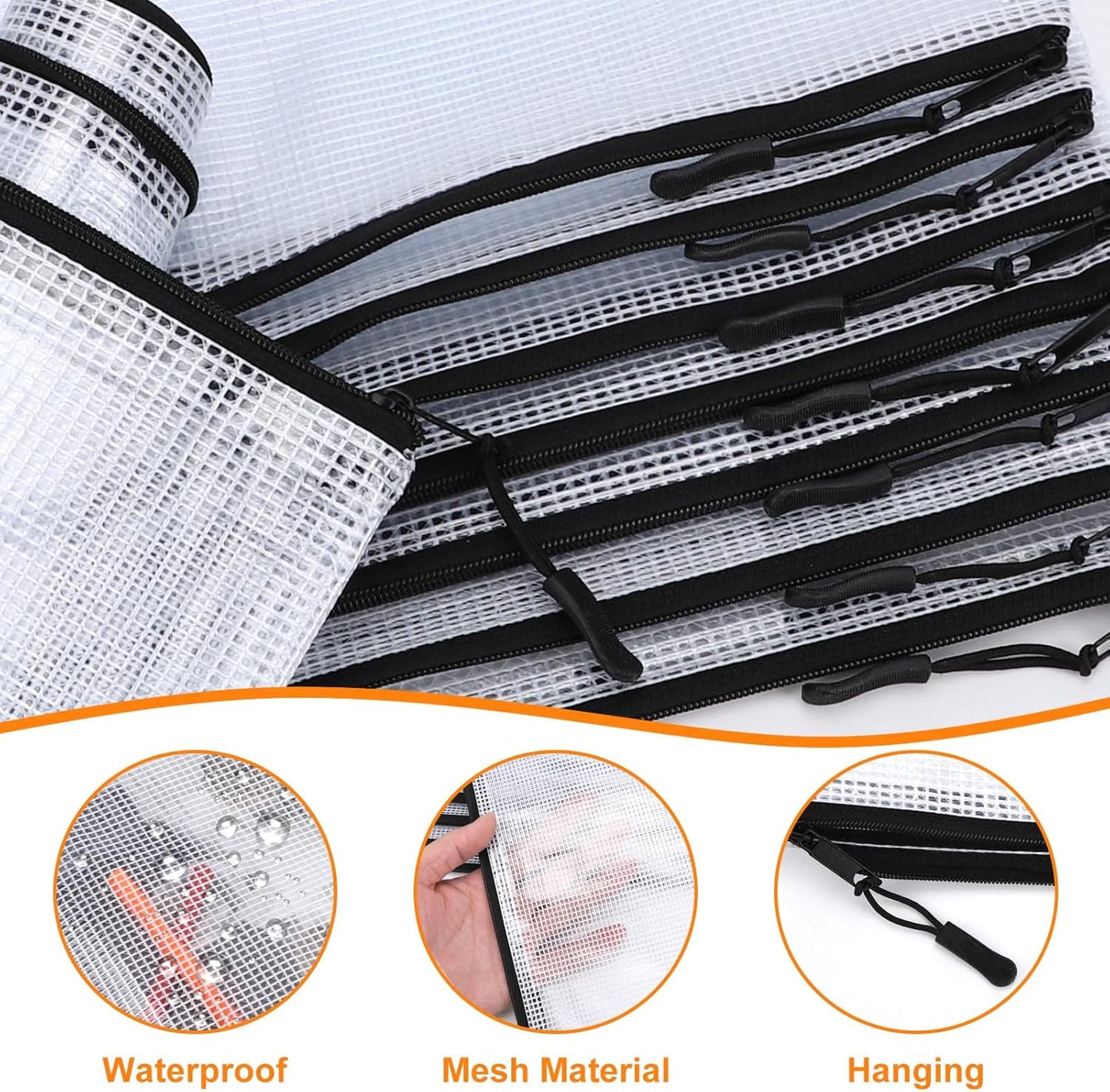 24pcs Mesh Zipper Pouch, Puzzle Storage Bags, A3 17x12 Inches Large Reusable Zipper Pouches for for Classroom Office Supplies Organizing, Extra Large Zipper Bags, Board Game Storage