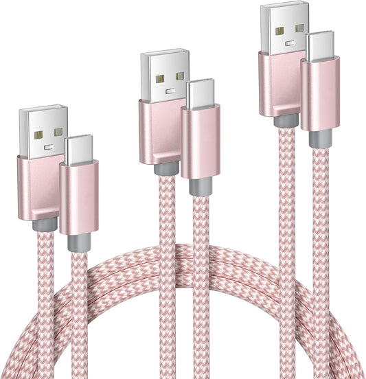 Elebase USB Type C Charging Cable 1.5/3.3/6.6FT 3 Pack,USBC Car Charger Cord for iPhone 16 15 Plus Pro Max 2,Airpods 4,Samsung Galaxy S24 S23 Plus Ultra Note 10 20 S10 S10E,Tab A7,A54 A53 A52,Z Flip