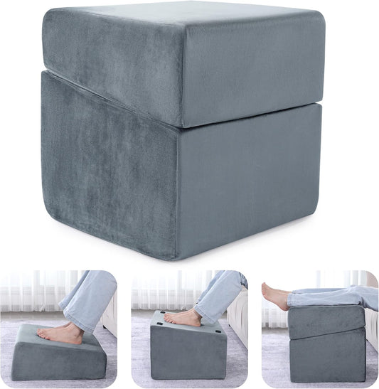 ROYALAY Adjustable Foot Rest Under Desk for Office, High-Density Foam Foot Rest with 3 Adjustable Heights, Ergonomic Footrest with Washable Cover for Home, Airplane, Travel(16 * 16 * 17in, Gray)