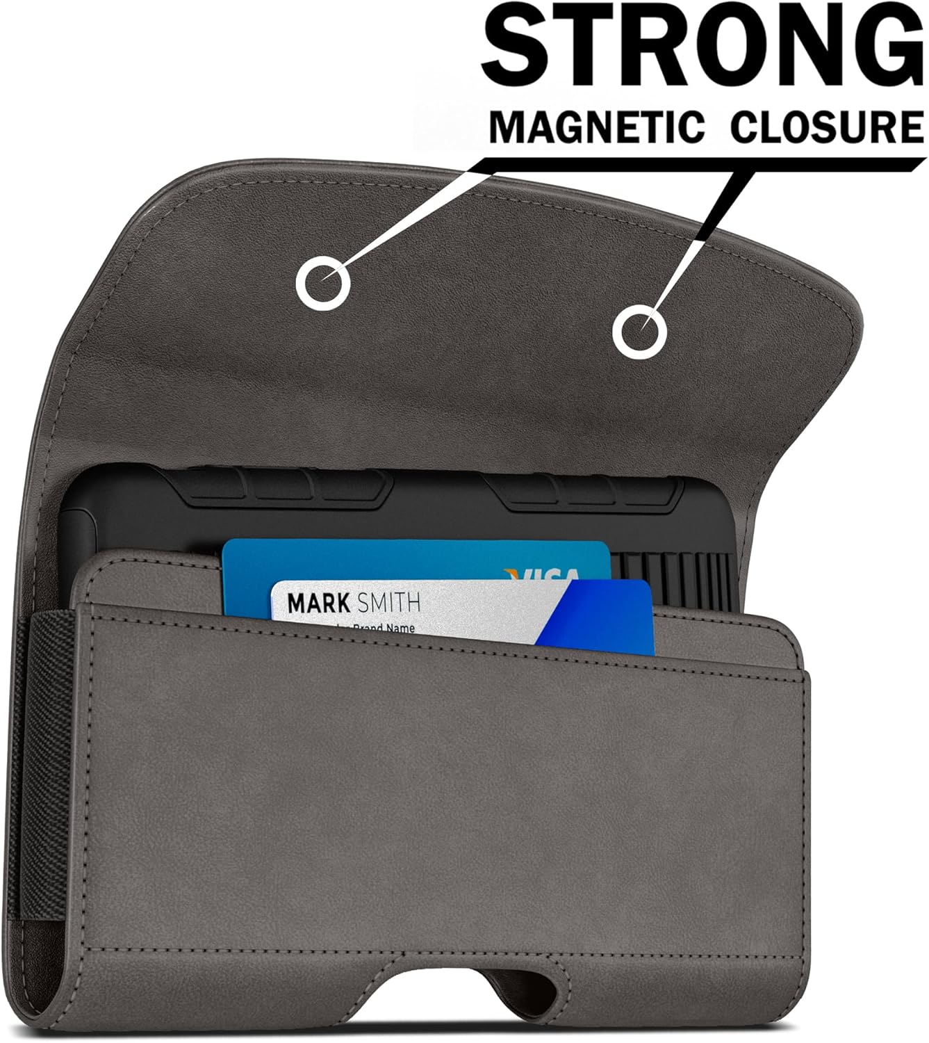 PiTau Holster for Samsung Galaxy Ultra S25 S24 S23 S22 S21 S20 A73 A54 A53, Phone Belt Clip Holder Case for Google Pixel Pro XL 9 8 7 6 4 3, Men's Big Cellphone ID Card Carrying Pouch, Pewter X-Large