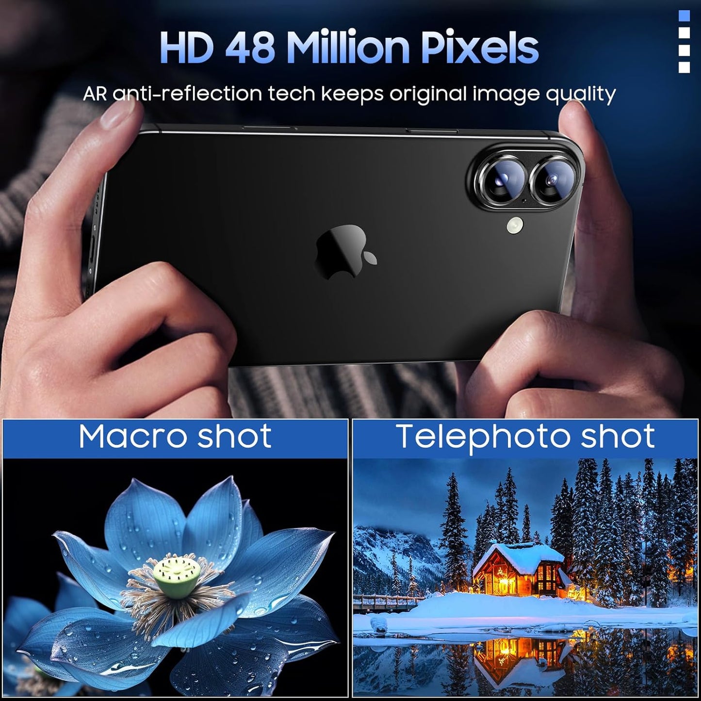 Uyiton Compatible with iPhone 16 / iPhone 16 Plus Camera Lens Protector - [Not Easy to Break][Strong Adsorption][Case-Friendly] Metal Tempered Glass Rear Camera Screen Cover - Black Titanium