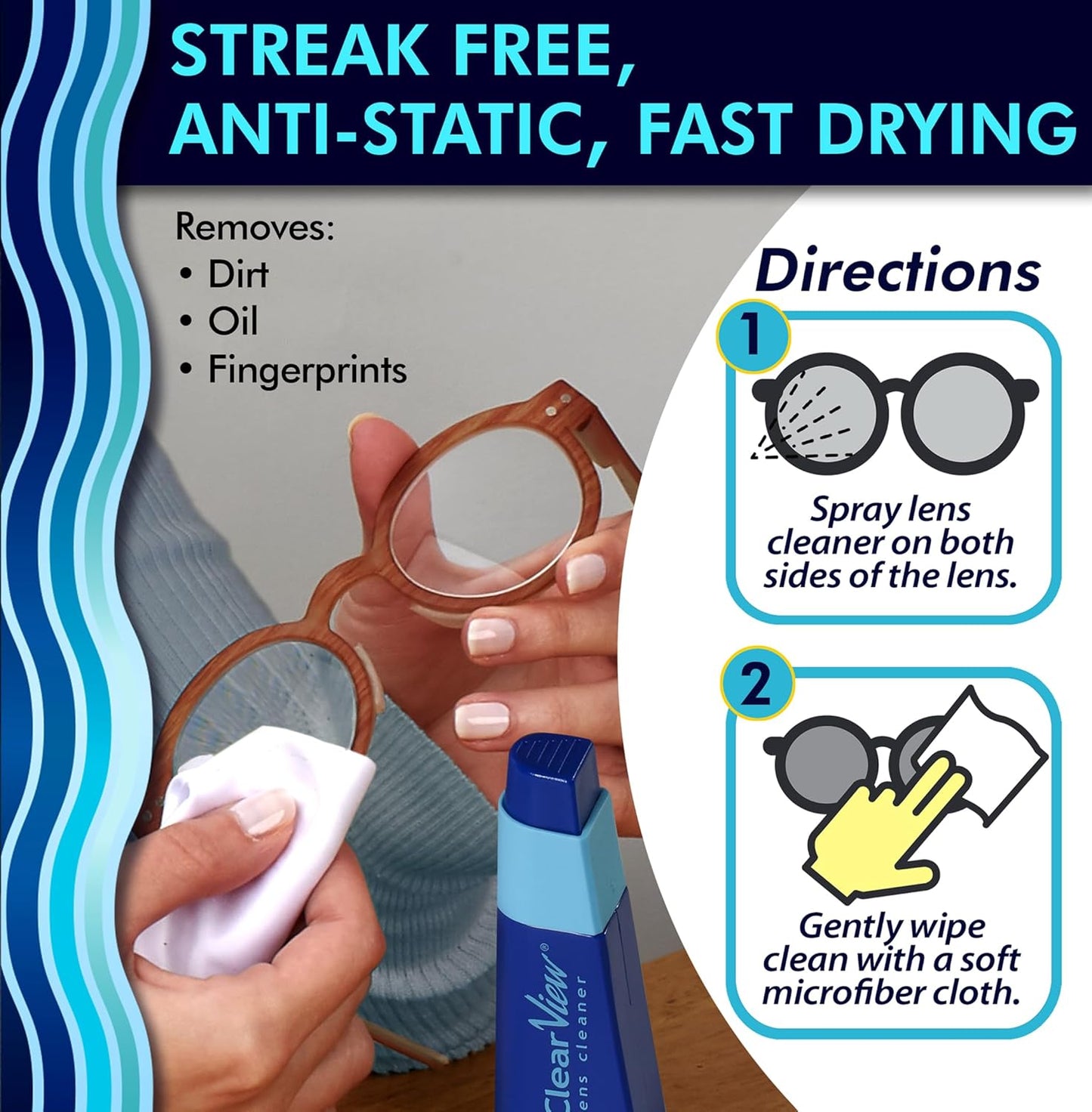 Portable Lens Cleaner Kit – Travel Size with Premium Cleaning Solution, Refillable Spray + Microfiber Cloth, Safe for All Lenses, Compact & On-The-Go