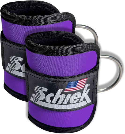 Schiek Sports 1707 Ankle Cuffs - Ideal for Glute Kickbacks and Cable Machine Workouts - Durable and Built To Last