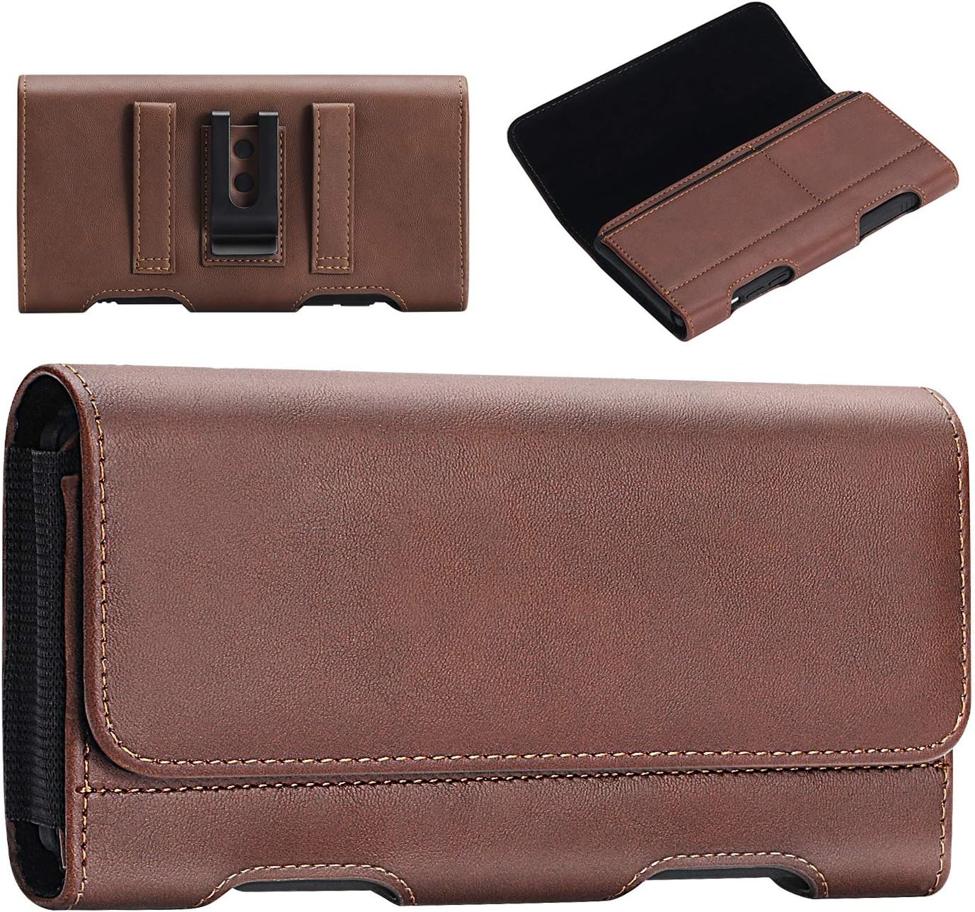 BECPLT Galaxy S24 FE S23 S21 5G Belt Case for Samsung S24+ S23+ S22+ S21+ Leather Pouch Holster With Belt Clip Loops S20 FE S20 Plus S10 S9 S8 (Brown)
