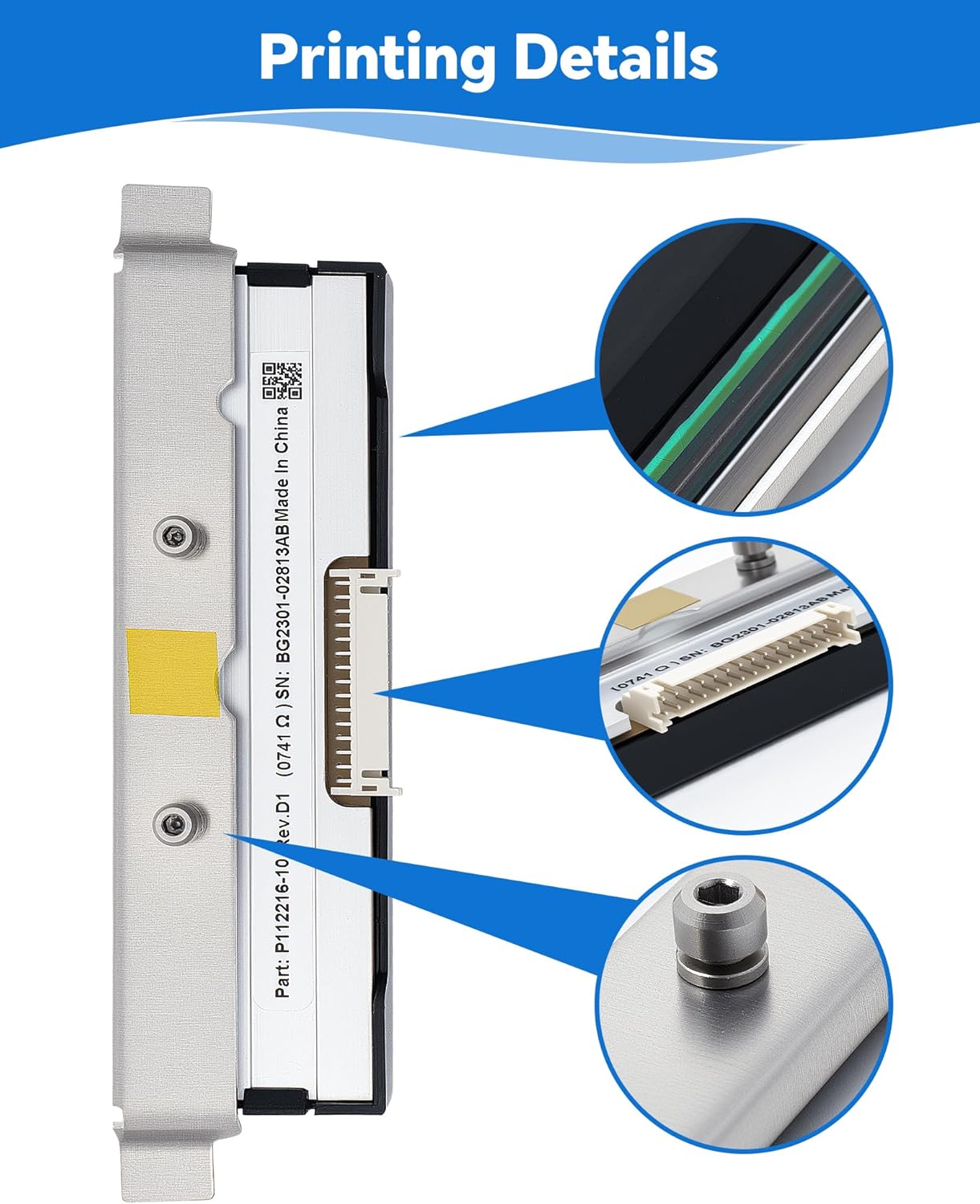 P1123335-012 Genuine Print Head for Zebra ZT111 ZT211 ZT231, New Printhead for Zebra Barcode Thermal Label Industrial Printer 203dpi OEM Replacement P112216-10