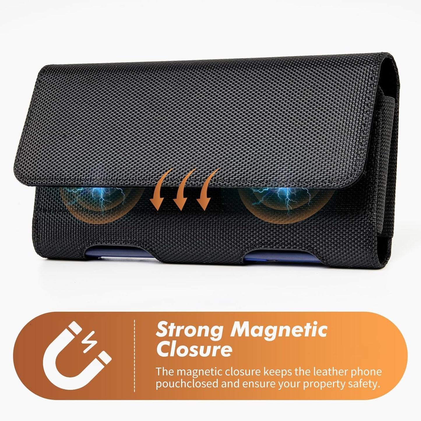 BECPLT Nylon Belt Holster Case for iPhone 12-16 Pro & Galaxy S20-S24 - Cell Phone Pouch with Clip - Black