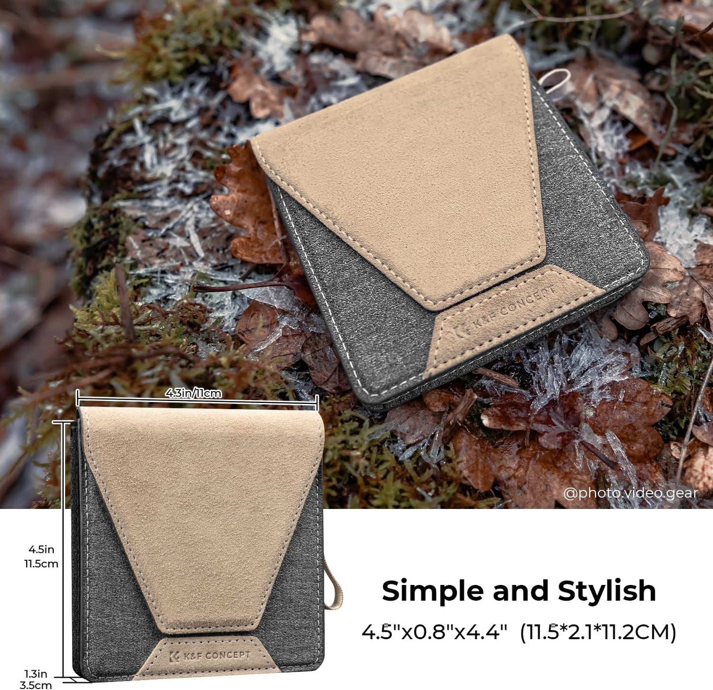 K&F Concept Lens Filter Case 4 Pocket, Leather Carrying Filters Bag Pouch for Square ND CPL etc Filters up to 100x100mm, Designed NANO-X Series Square Bracket 100mm