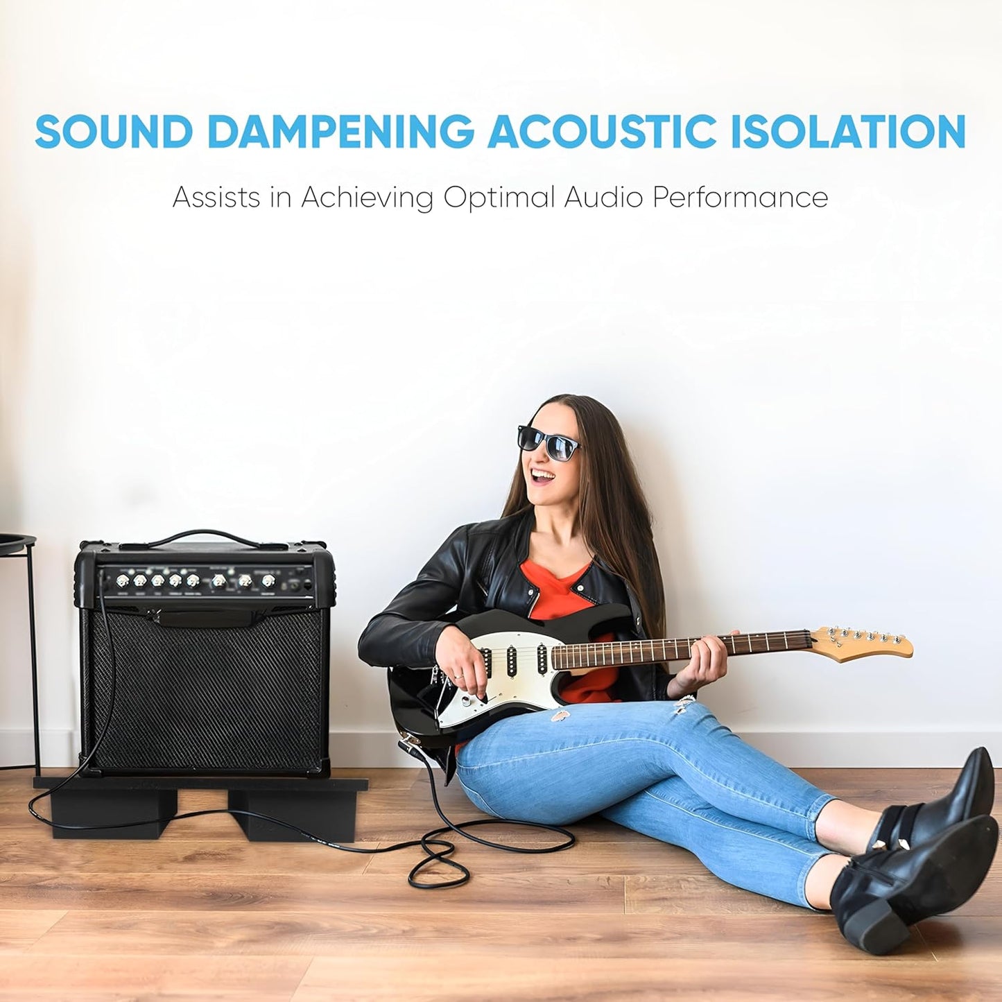 Pyle Sound Dampening Speaker Riser Foam - Audio Acoustic Noise Isolation Platform Pads Recoil Stabilizer w/ Rubber Base Pad For Studio Monitor, Subwoofer, Loud Speakers - PSI21 (22.3 x 15 x 3 Inch)