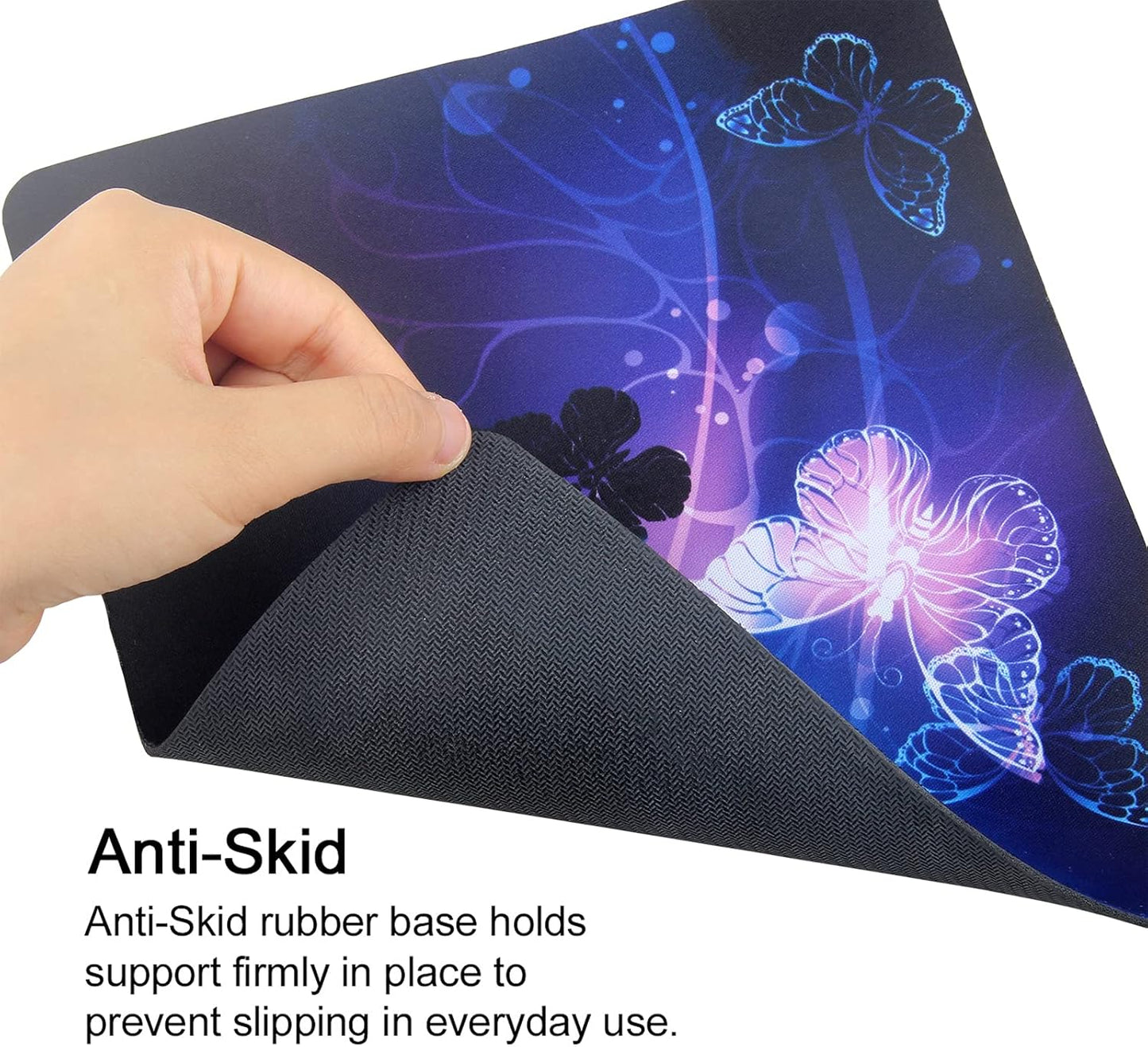 Mouse Pad, Gaming Mouse Pad, Non-Slip Rubber Base Mouse Mat with Designs for Laptop, Computer & Office, 9.5 x 7.9 x 0.12 inches (Purple Butterflies)