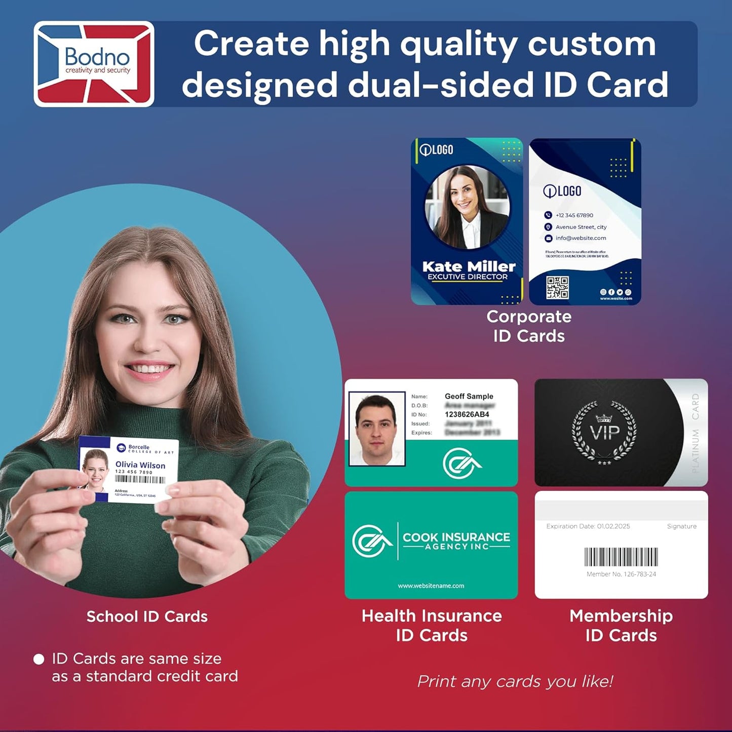 Bodno Magicard 600 Dual Sided ID Card Printer & Complete Supplies Package ID Software - Gold Edition