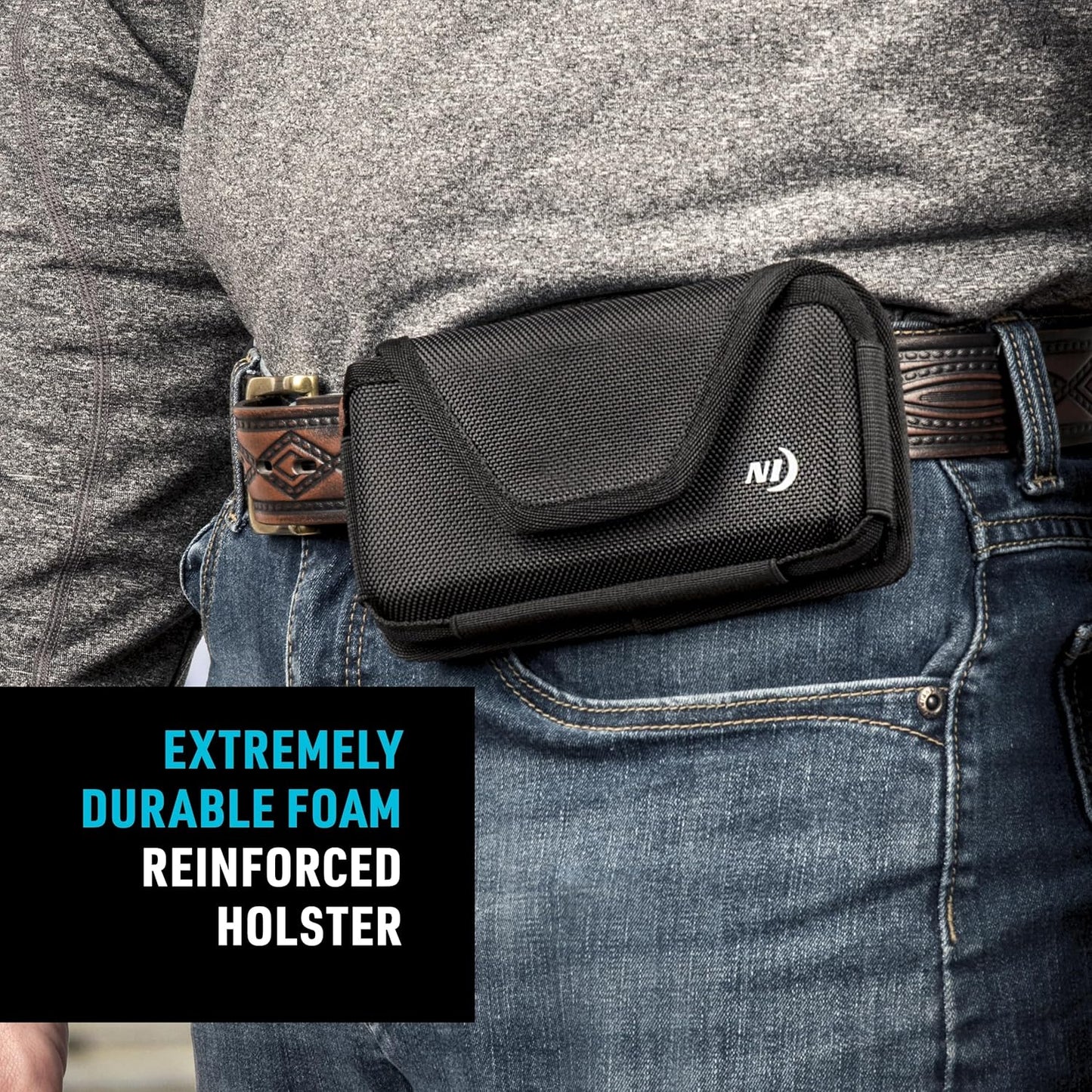 Nite Ize Clip Case Hardshell Universal Rugged Holster - Holster for Men's & Women's Belts - Utility Belt Pouch - Phone Accessories - Cell Phone Pouch - XX-Large, Black