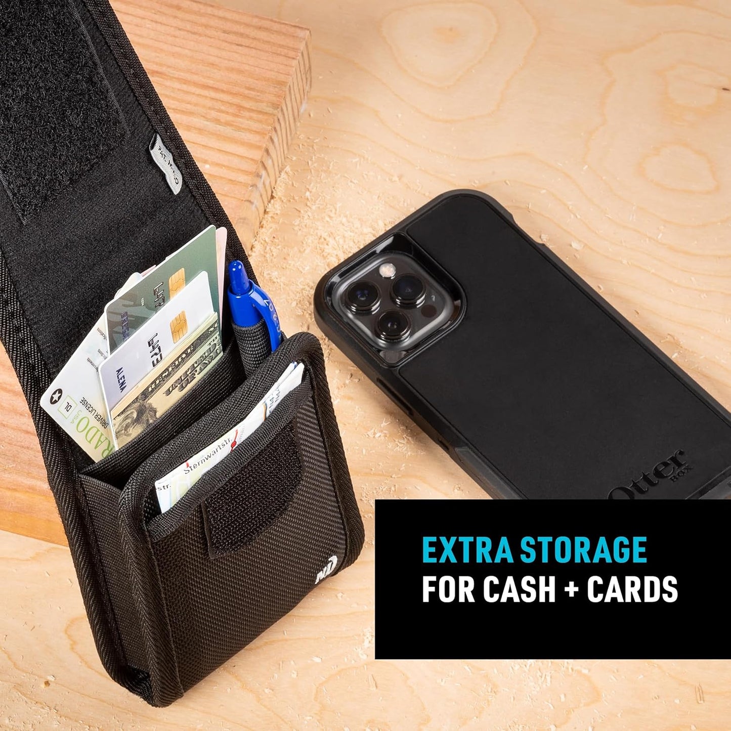 Nite Ize Clip Case Cargo Universal Rugged Phone Holster - Holster for Men's & Women's Belts - Utility Belt Pouch - Phone Accessories - XX-Large, Black