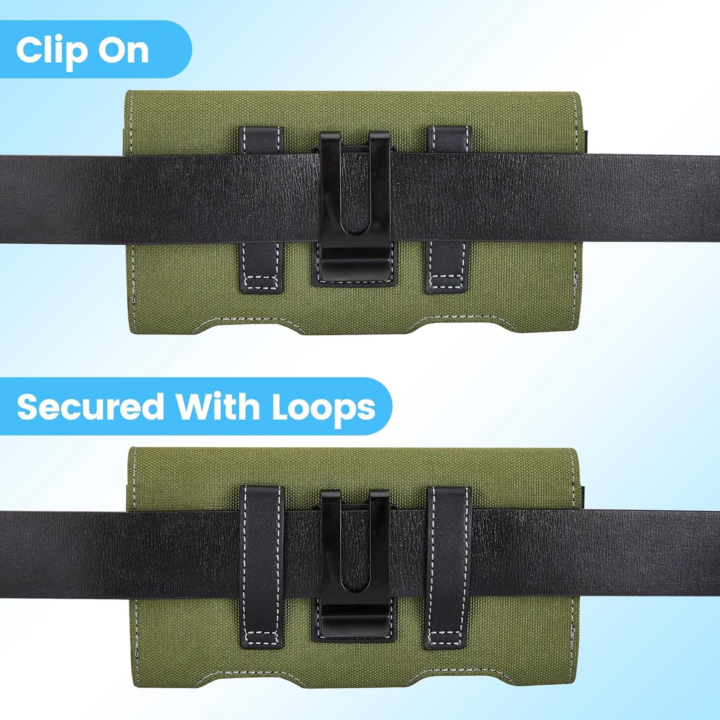 Mopaclle Nylon Phone Holster for iPhone 17 Pro Max, 17 Air, iPhone 16 Pro Max,iPhone 15 Pro Max 14 13 Pro Max & Plus, Premium Cell Phone Belt Holder with Belt Clip for Galaxy S25 Plus,S24 Plus