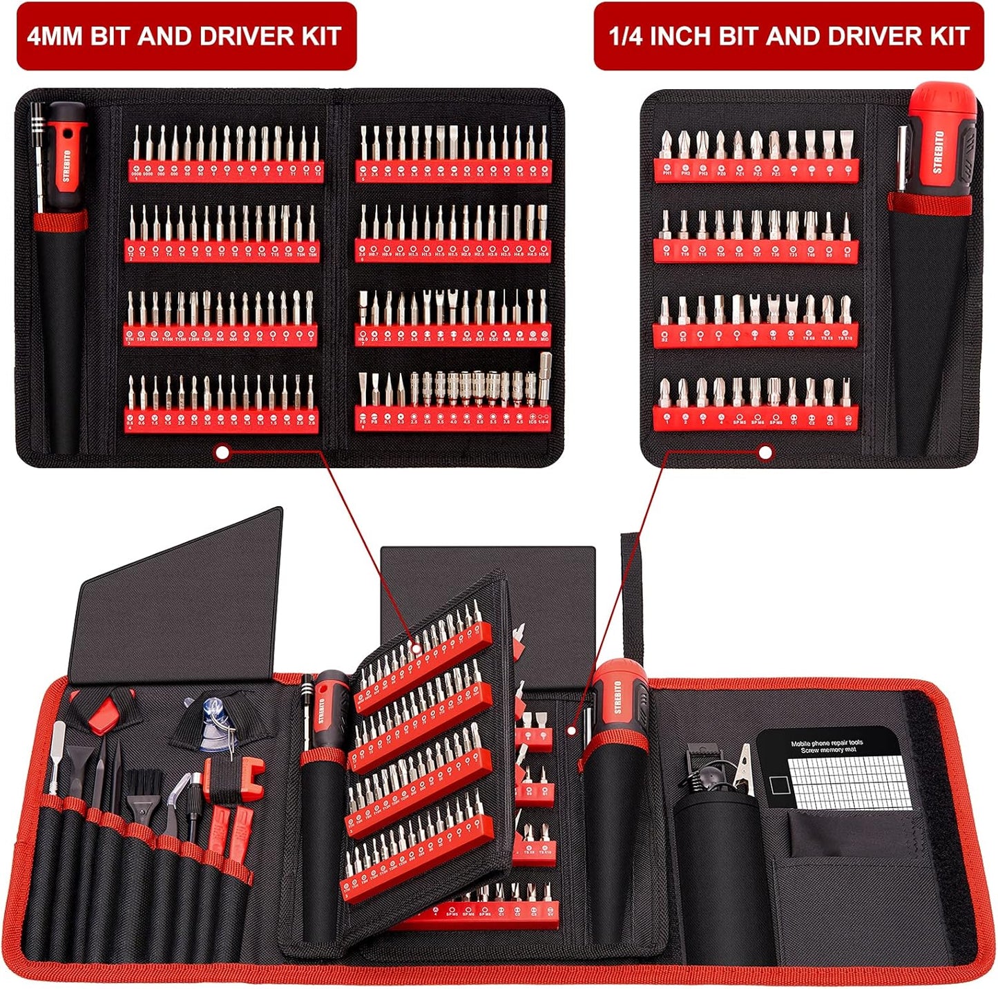 STREBITO Precision Screwdriver Set 191-Piece Multi-Bit Screwdriver 1/4 Inch Nut Driver Home Improvement Tool Electronic Repair Kit for Computer, iPhone, Laptop, PC, Cell Phone, PS4, Xbox, Nintendo