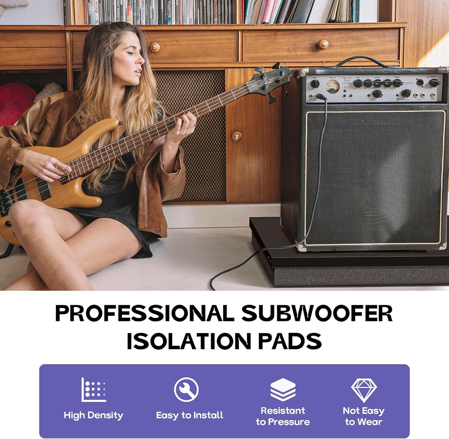 Starfavor Subwoofer Isolation Pad for 12-15 inches Subwoofers,22"x18"x2.1" Isolation Platform Acoustic Riser Pad,Audio Acoustic Noise Isolation Platform Pads for Studio Monitor,Subwoofer,Loud Speakers