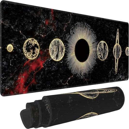 Galaxy Planet Large Mouse Pad,Gaming Keyboard Desk Pad,Extended Mouse Mat Non-Slip Rubber Base with Stitched Edges for Office Game Home XL 31.5"x11.8"
