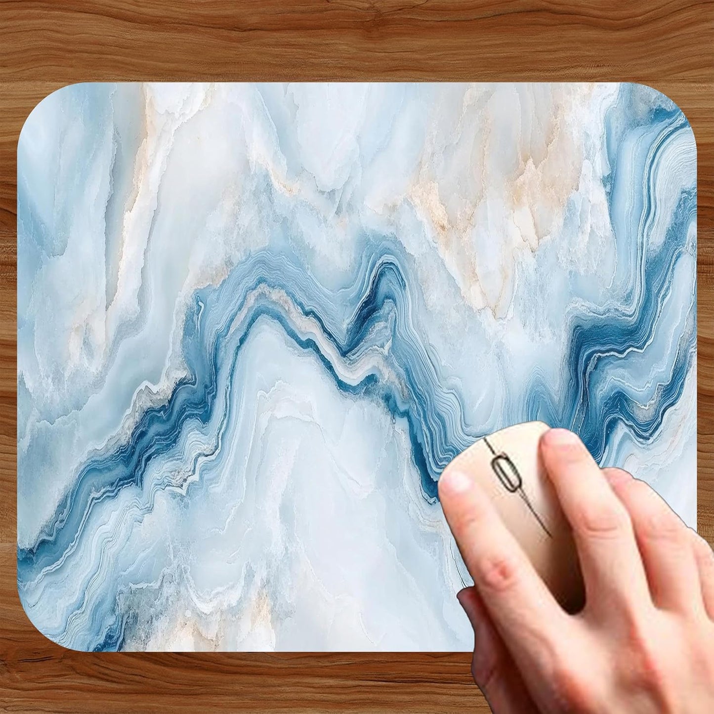 Decorative Colorful Mouse Pad Mat Mousepad for Desk Computer Laptop PC Gaming Home or Office Gift (Blue Agate MP29)