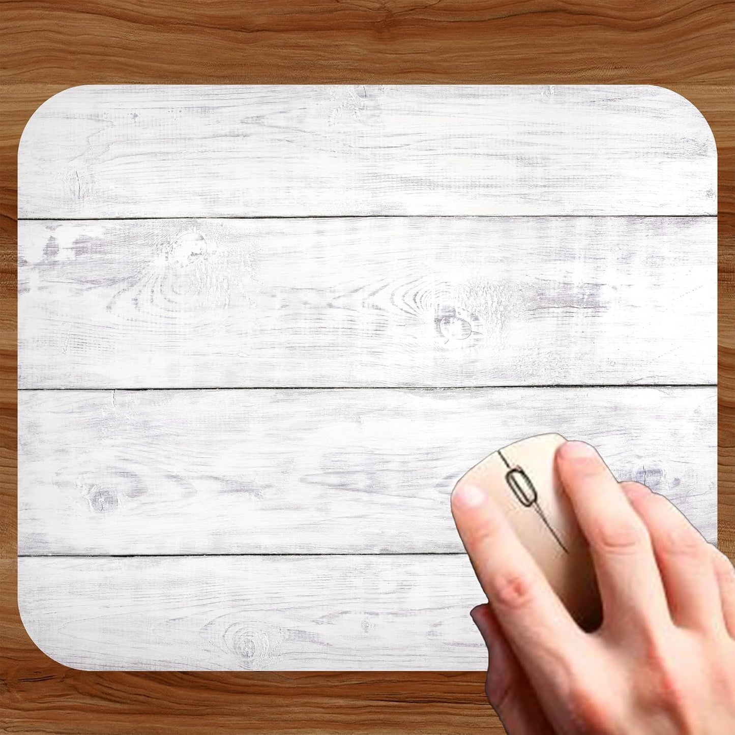 White Wood Decorative Colorful Mouse Pad Mat Mousepad for Desk Computer Laptop PC Gaming Home or Office Gift (White Wood MP67)