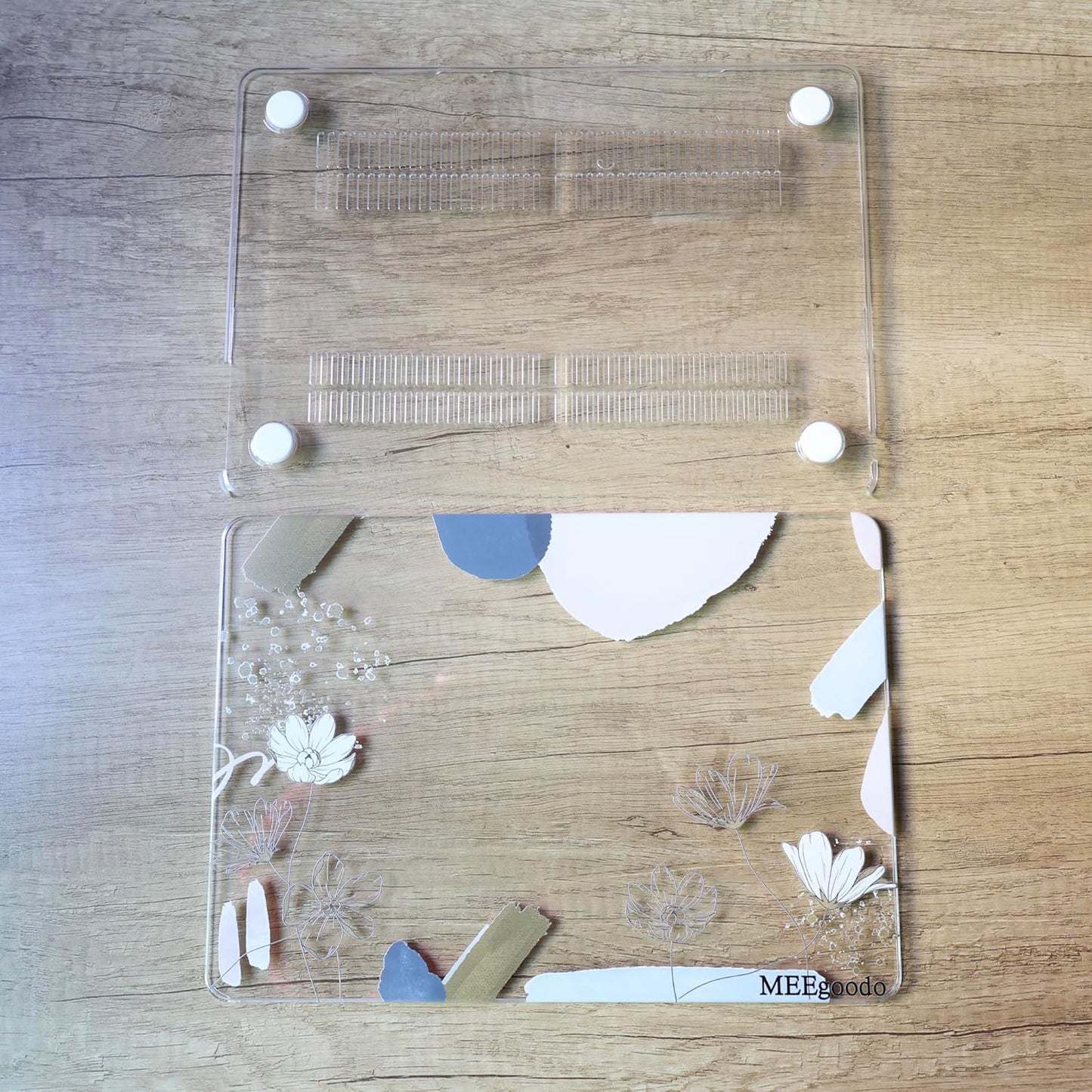 MEEgoodo Case for MacBook Air M4/M3/M2 13.6 inch 2025 2024 2022, Fit Model A3240 A3113 A2681, Compatible with MacBook Air 13 inch, Laptop Hard Shell Case with Keyboard Cover, Golden Watercolor Floral