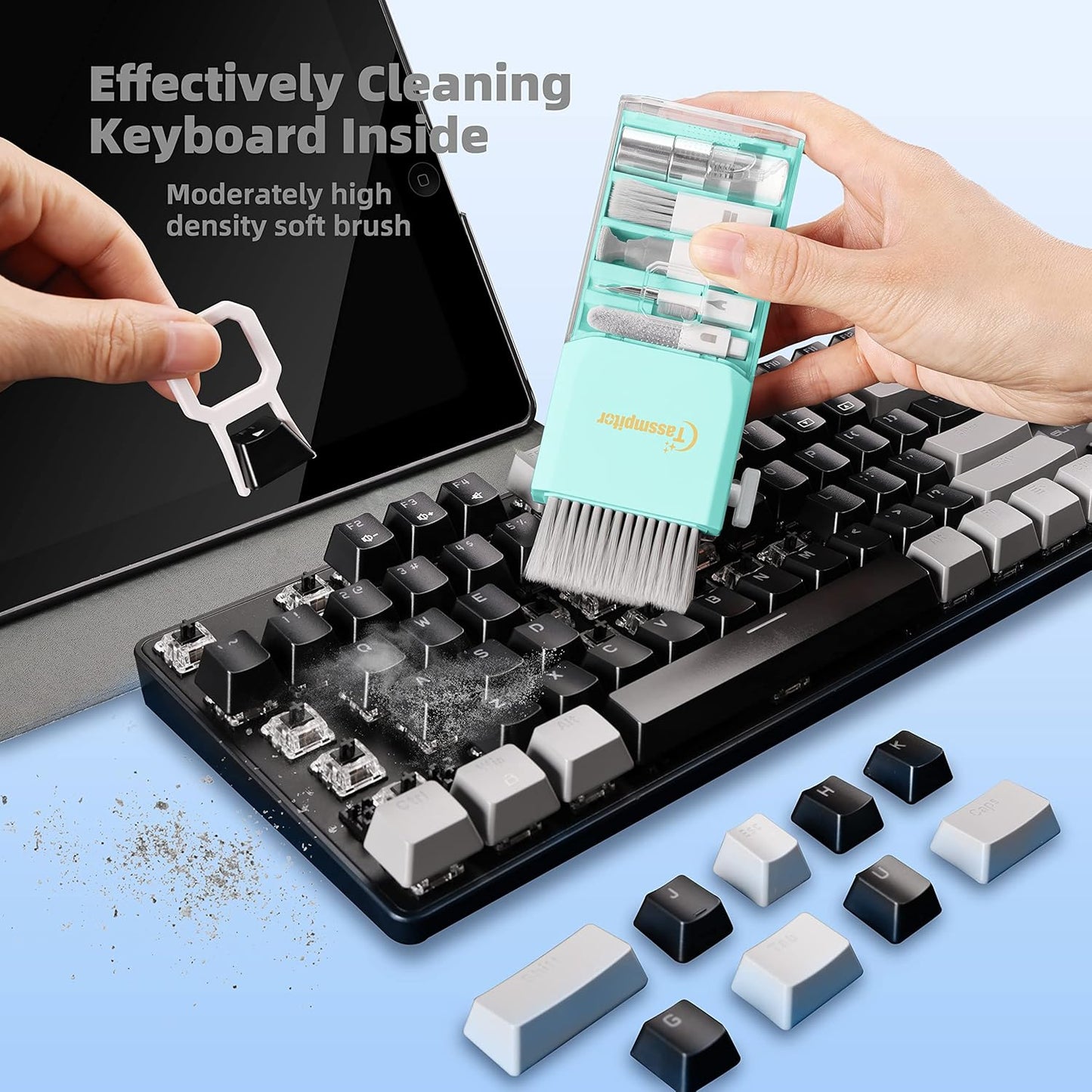 Laptop Cleaning Kit, All in 1 Keyboard Cleaning kit for MacBook iPad iPhone, Compact Keyboard Cleaner with Brush and Spray for Tablet, Airpods, Earbud, Computer Screen, PC Monitor