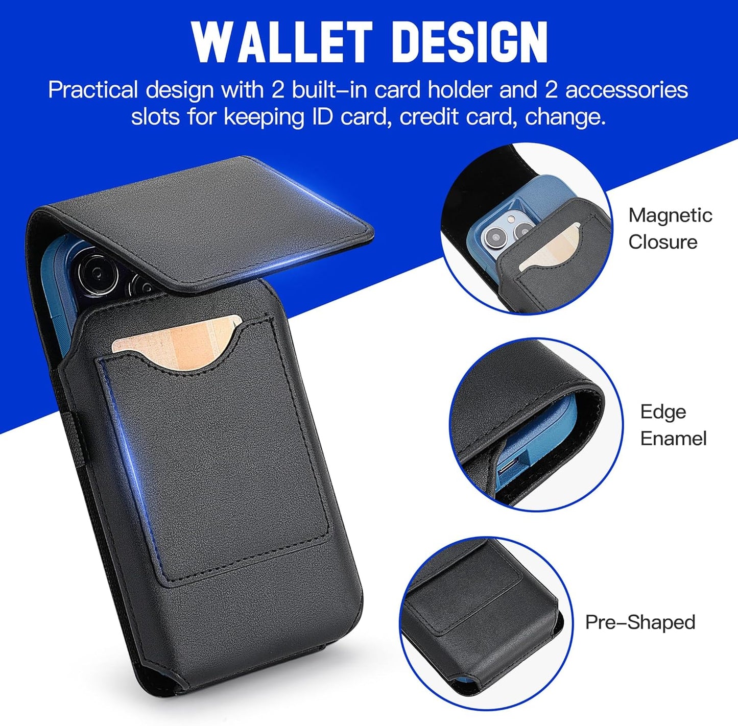 Mopaclle XL Cell Phone Holster with Belt Clip and Loop, Rugged Phone Belt Holder Compatible with Galaxy S25 Ultra, S24 Ultra, Note 20 Ultra, Moto G Power – Fits with Case On, for Men Women